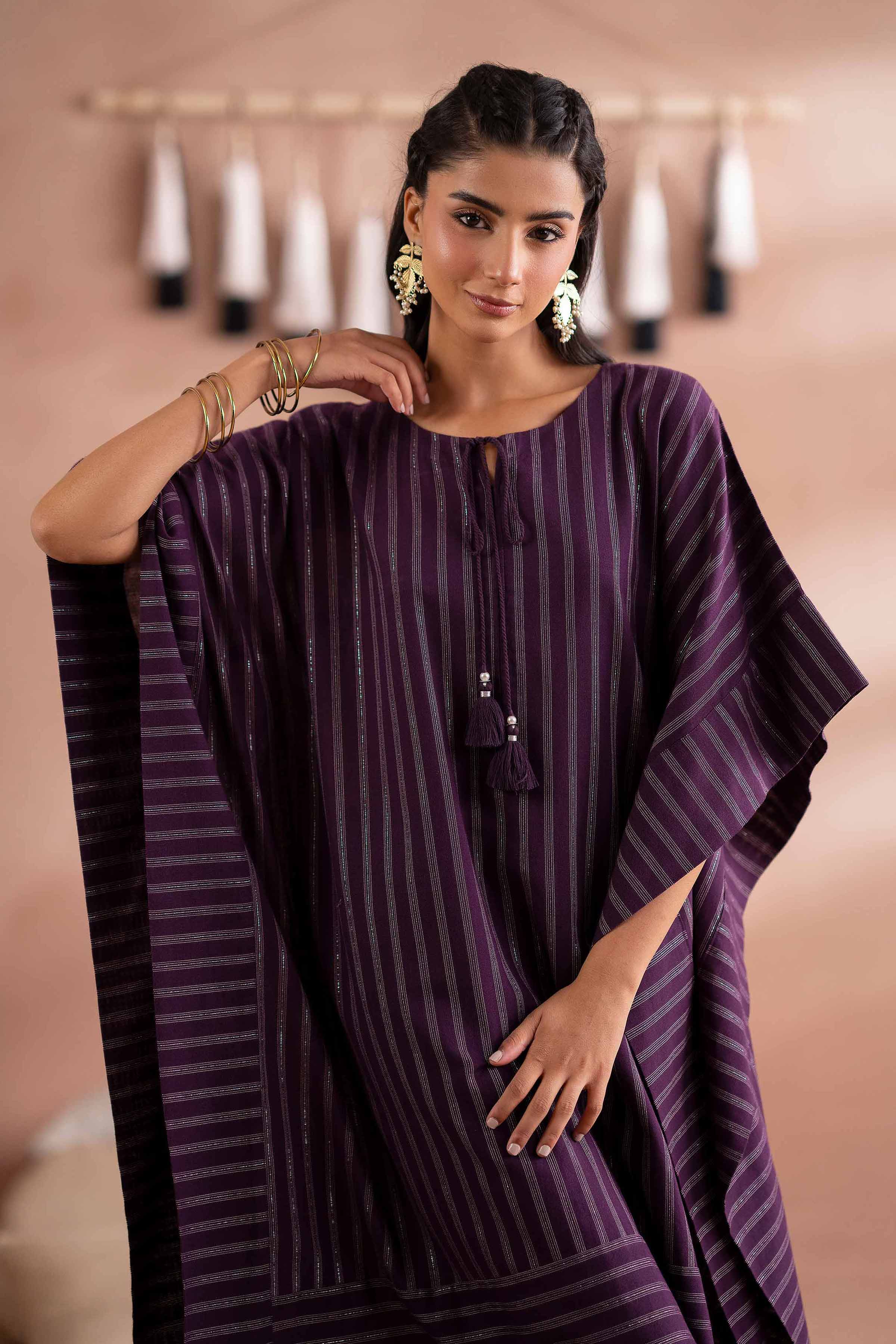 NISHATUAE - Purple Solids Yarn Dyed 2-piece Ready to wear Dress