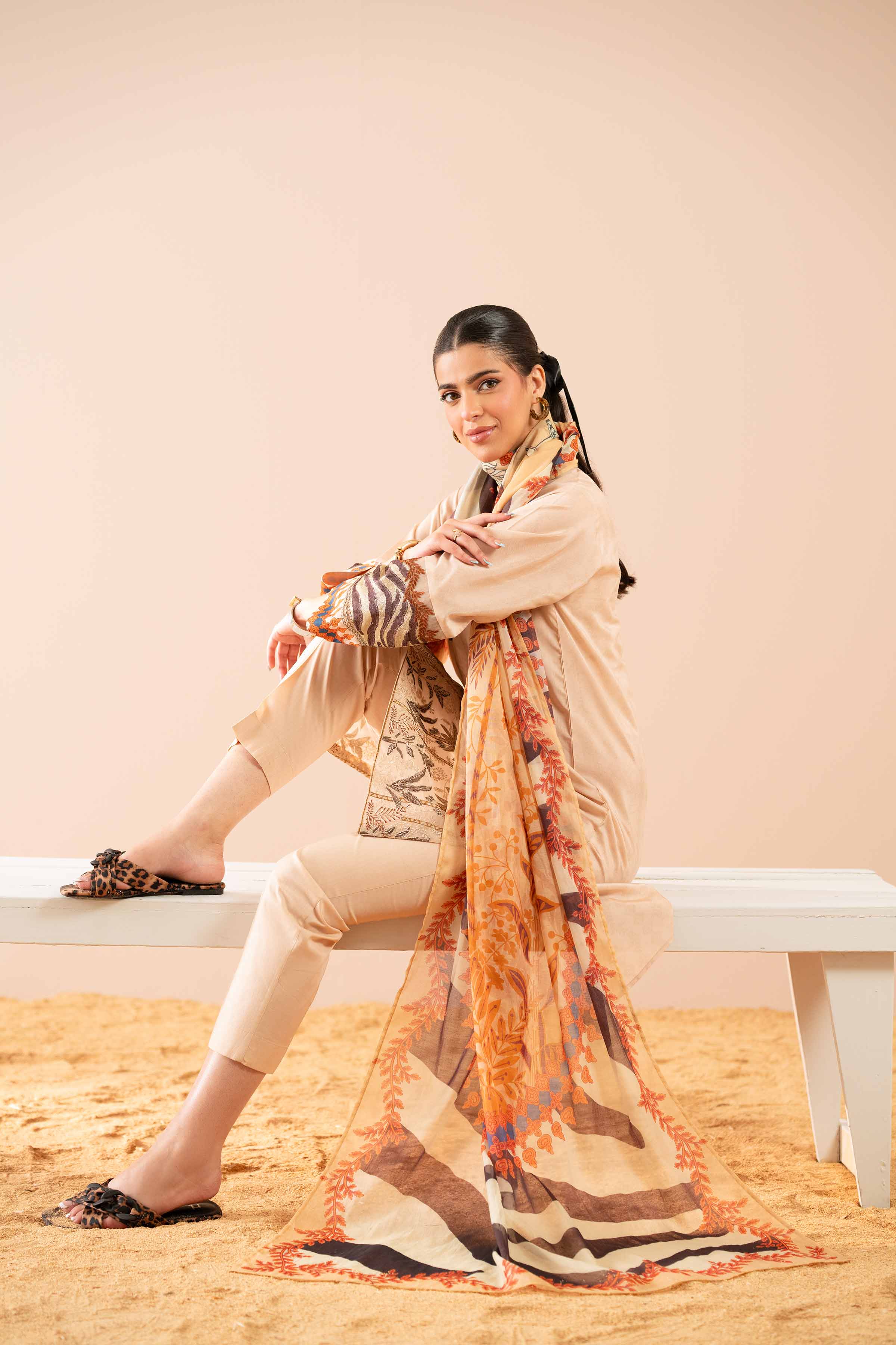 3 Piece - Printed Embroidered Suit - PS25-77