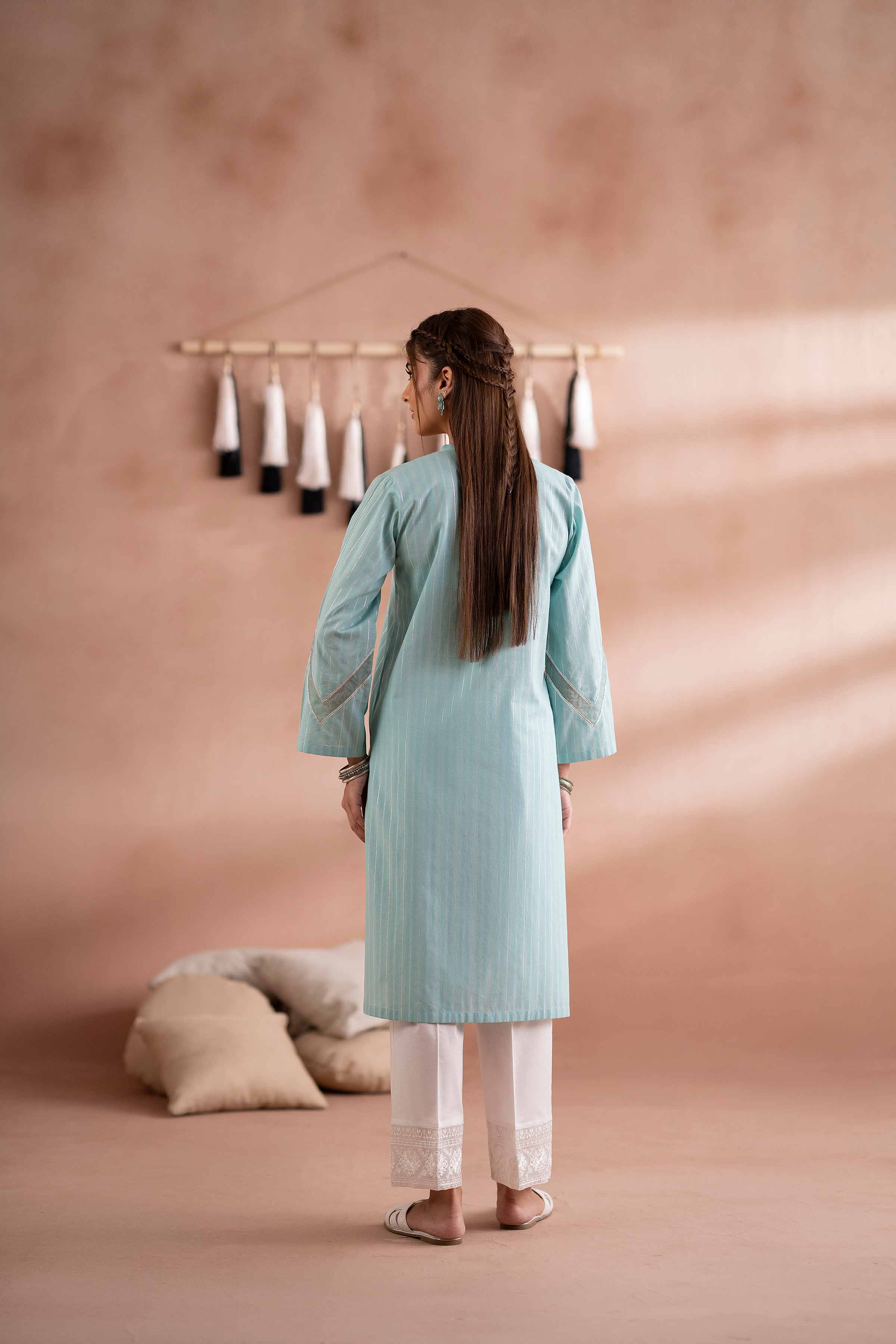 NISHATUAE - Blue Solids Yarn Dyed Ready to wear Shirt