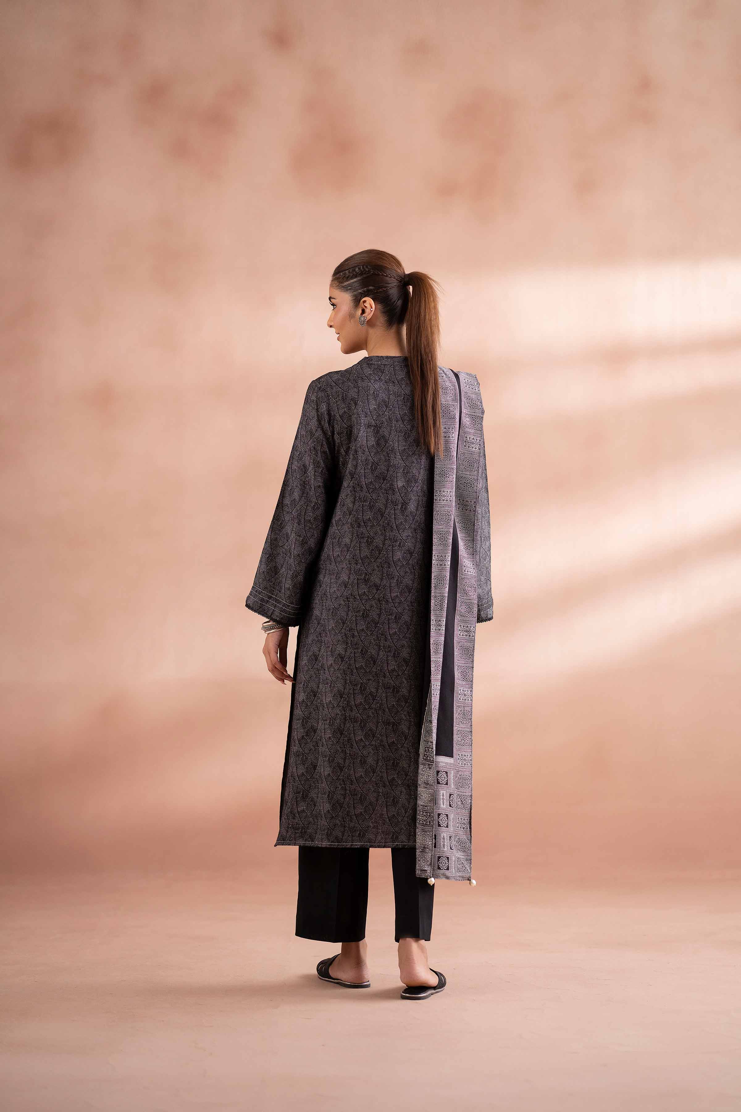 NISHATUAE - Grey Solids Jacquard 3-piece Ready to wear Suit
