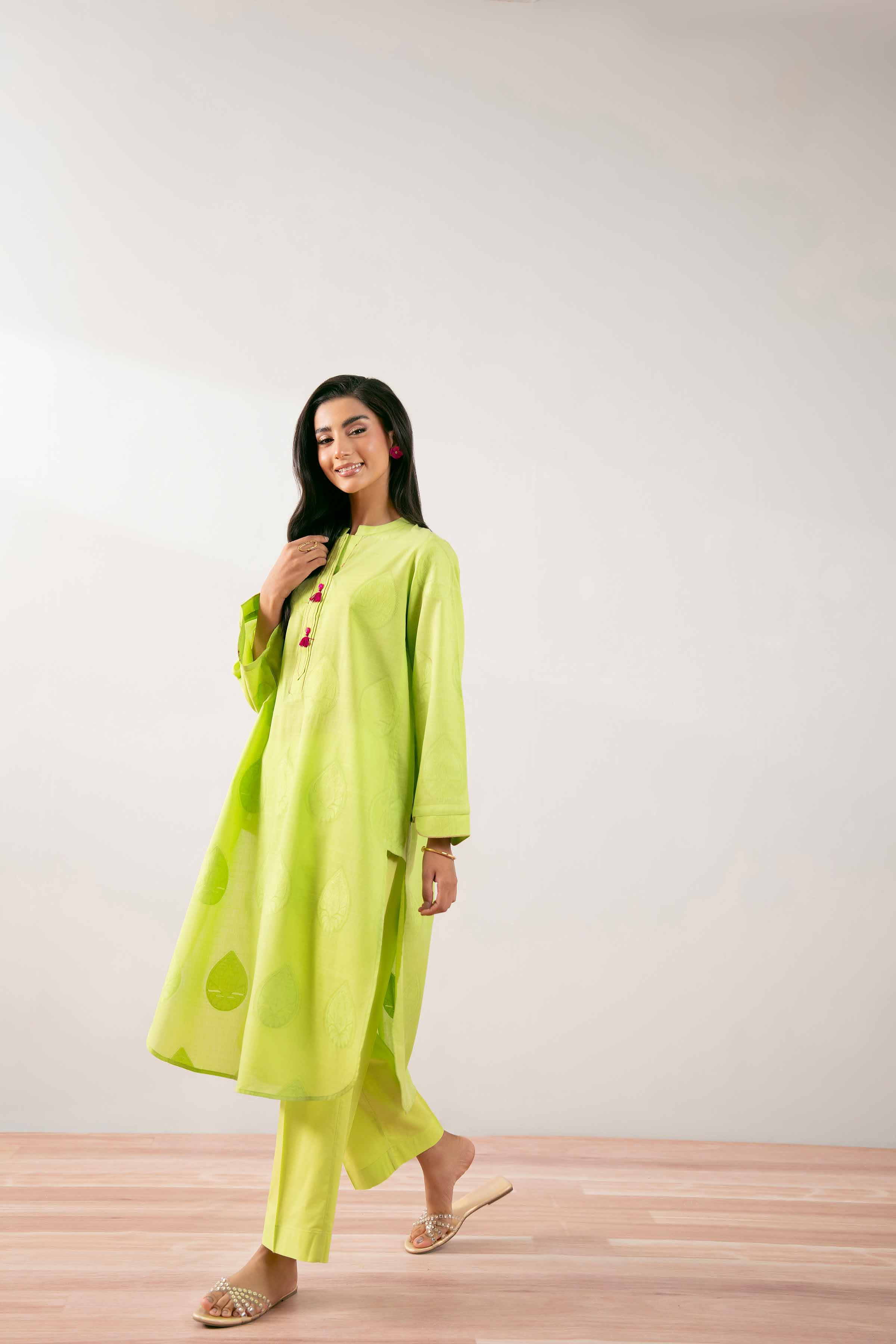 NISHATUAE - Green Solids Jacquard 2-piece Ready to wear Dress