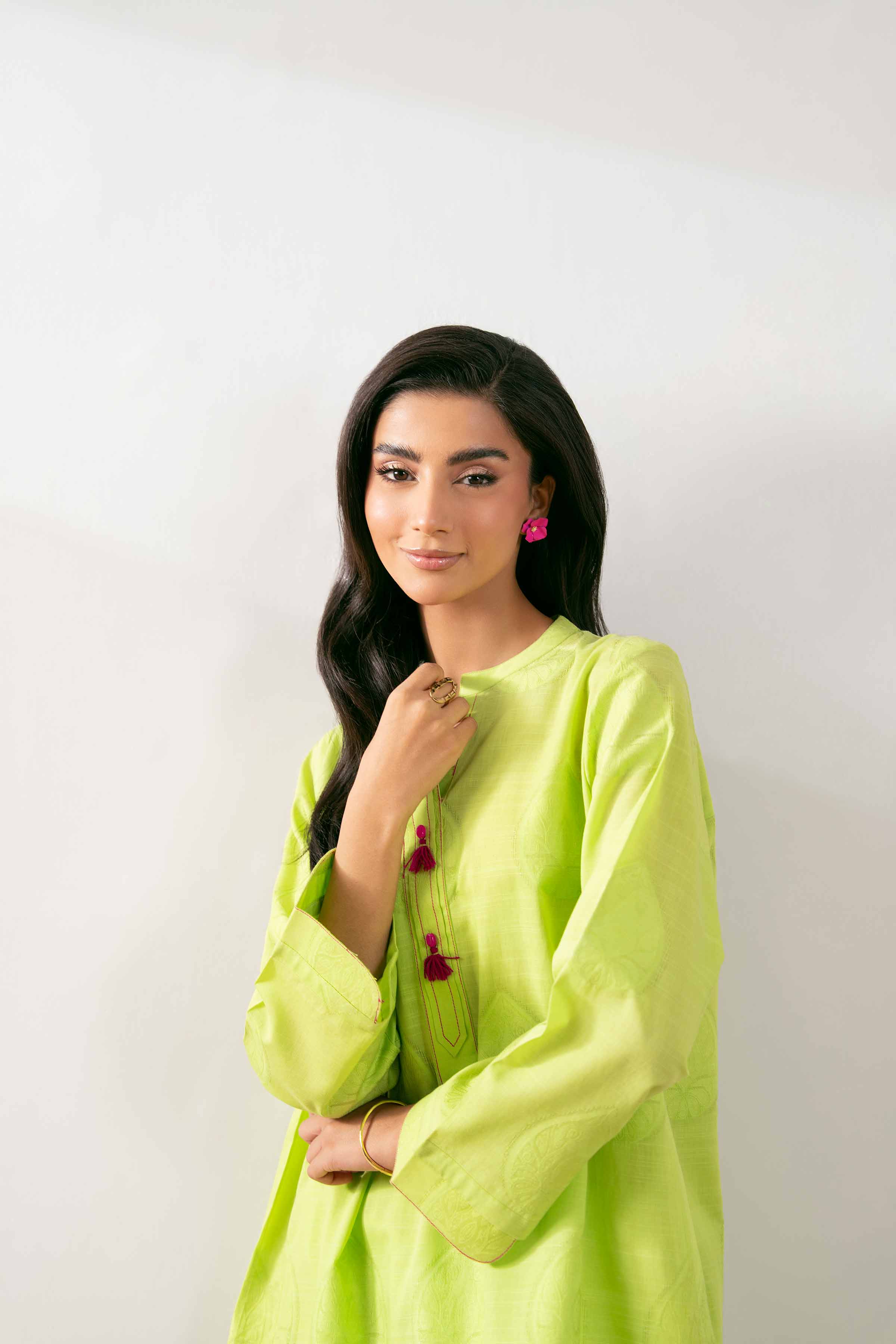 NISHATUAE - Green Solids Jacquard 2-piece Ready to wear Dress