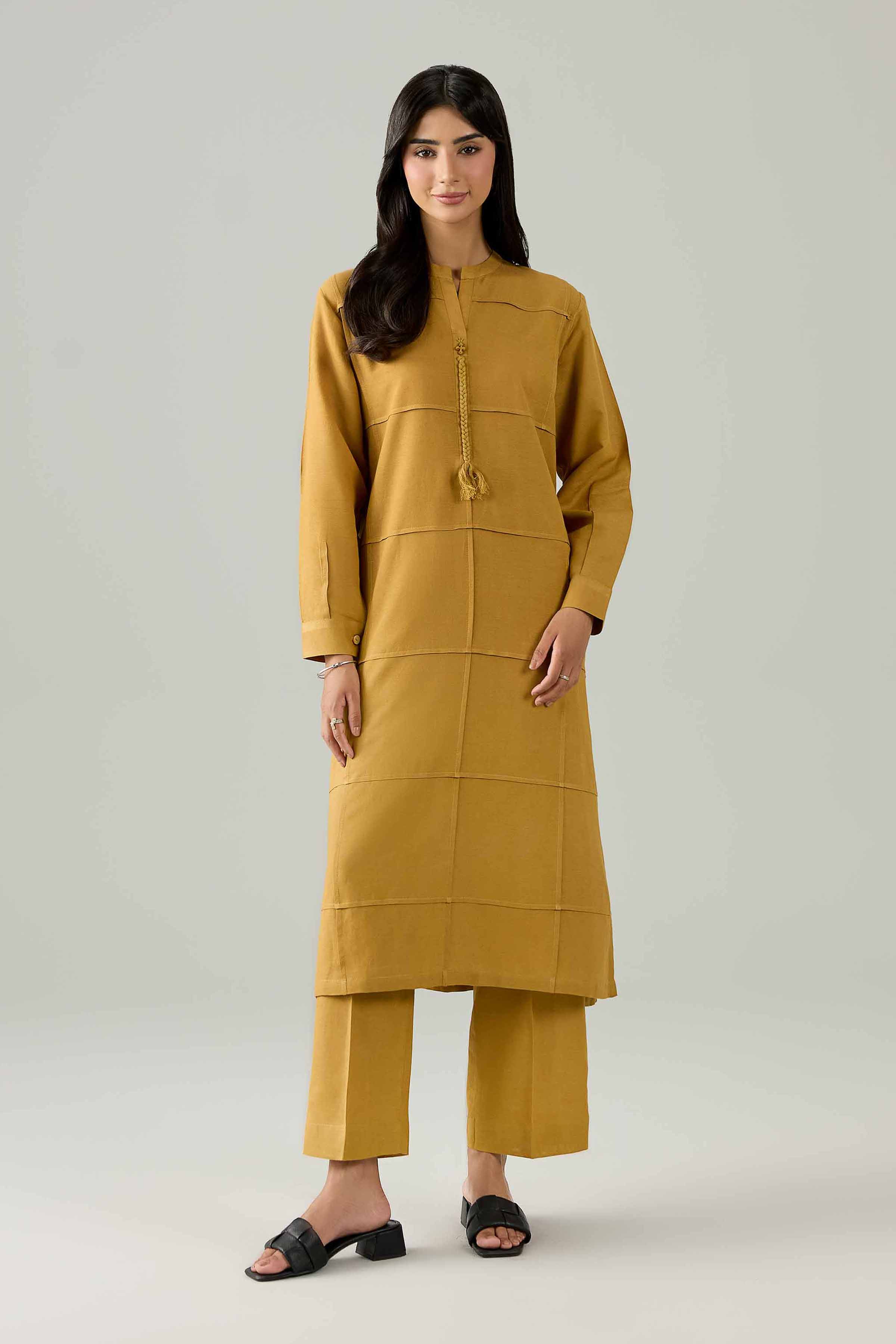 2 Piece - Solid Suit - PS26-154 Yellow Cotton 2PC Solids Ready To Wear