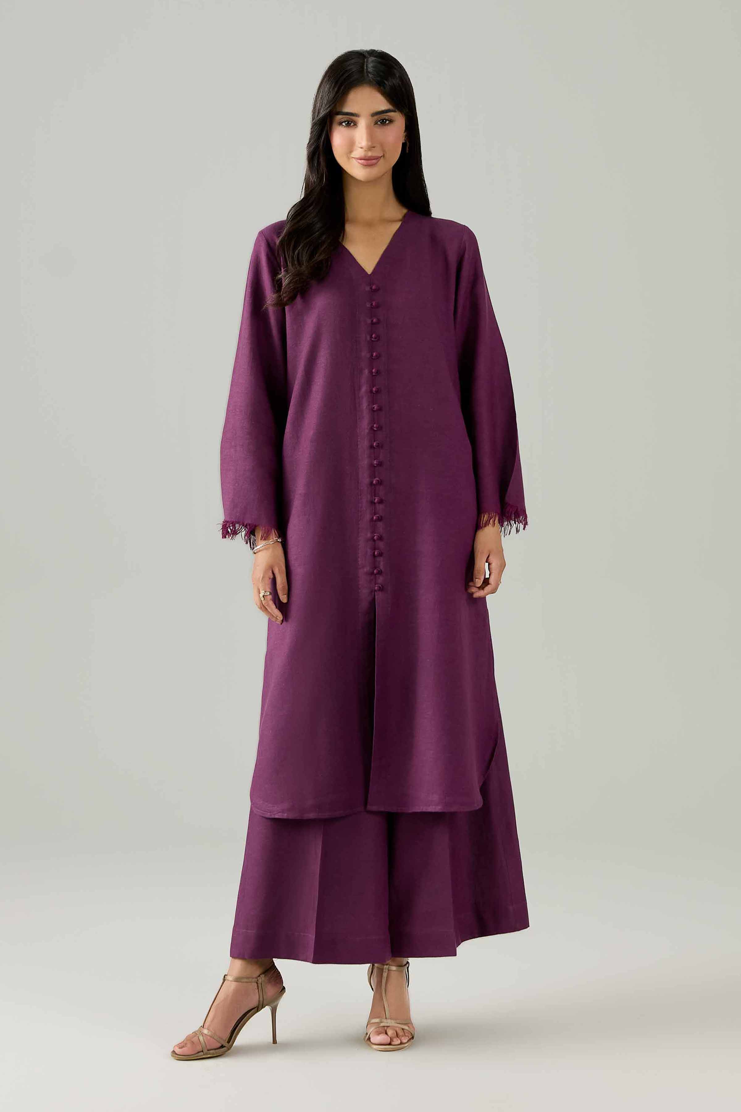 2 Piece - Solid Suit - PS26-157 Purple Cotton 2PC Solids Ready To Wear