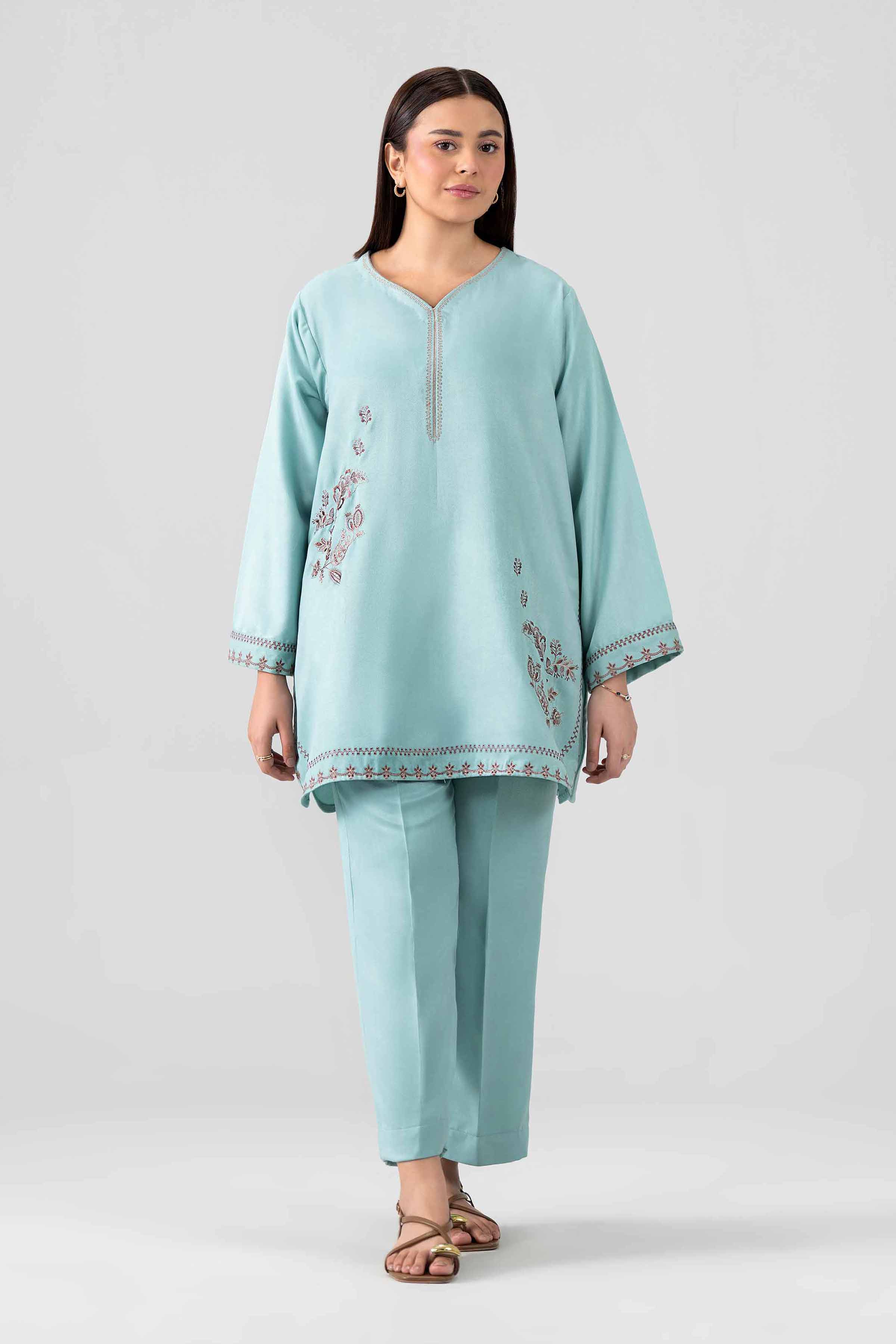 2 Piece - Embroidered Suit - PS26-162 Blue Harimon 2PC Embroidered Ready To Wear