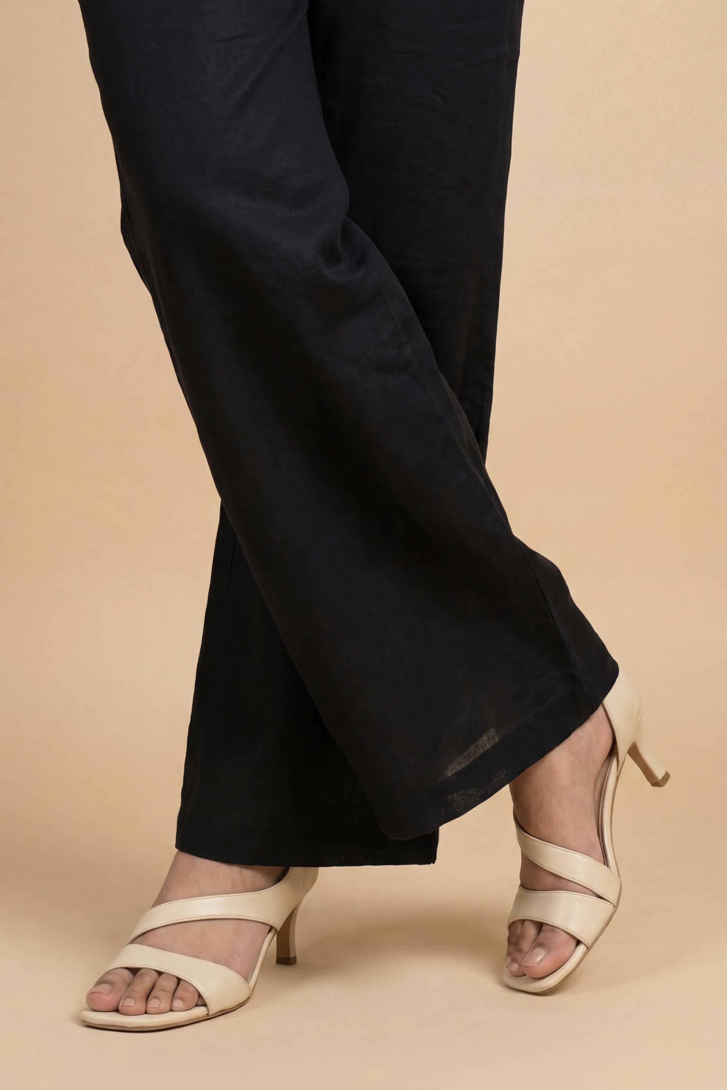Basic Trousers - PS26-194 Black Cambric 1PC Solids READY TO WEAR