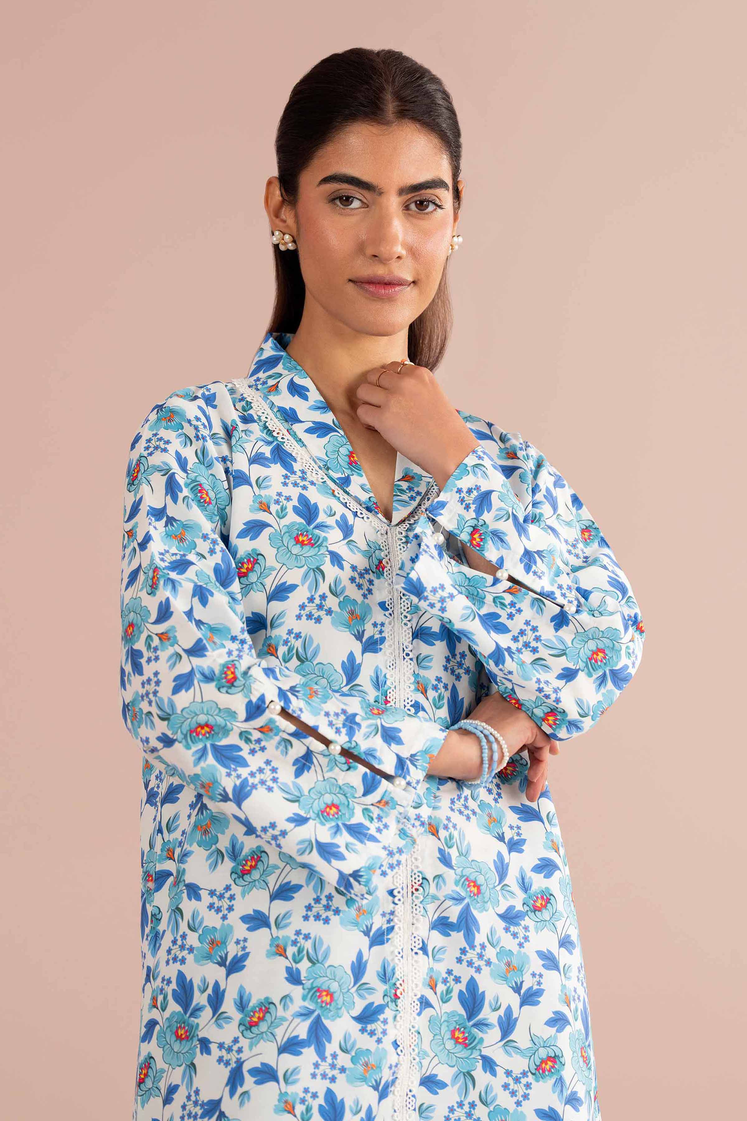 2 Piece - Printed Suit - PS26-72 Off White Lawn 2PC Printed READY TO WEAR