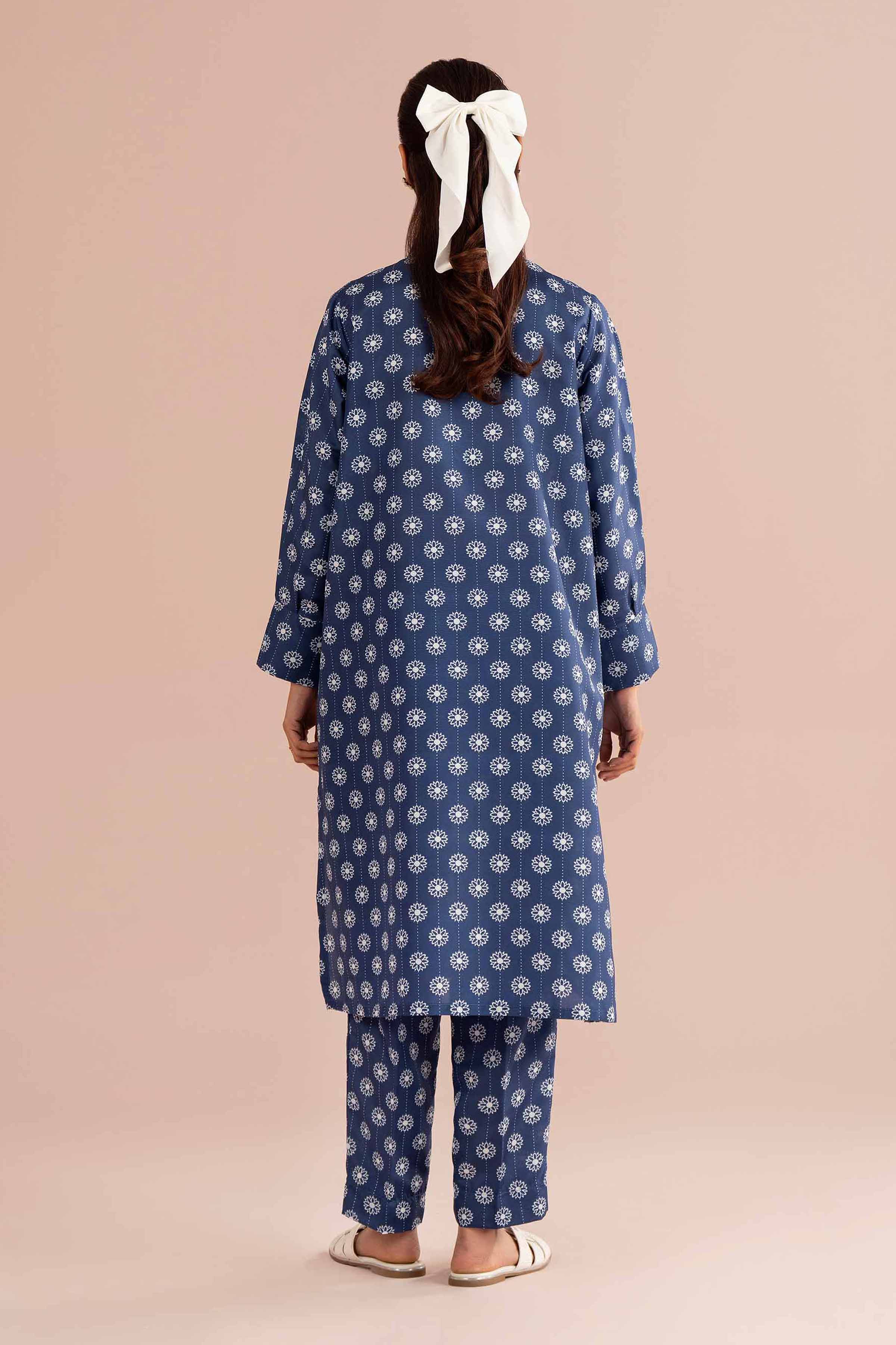 2 Piece - Printed Suit - PS26-82 Blue Lawn 2PC Printed READY TO WEAR