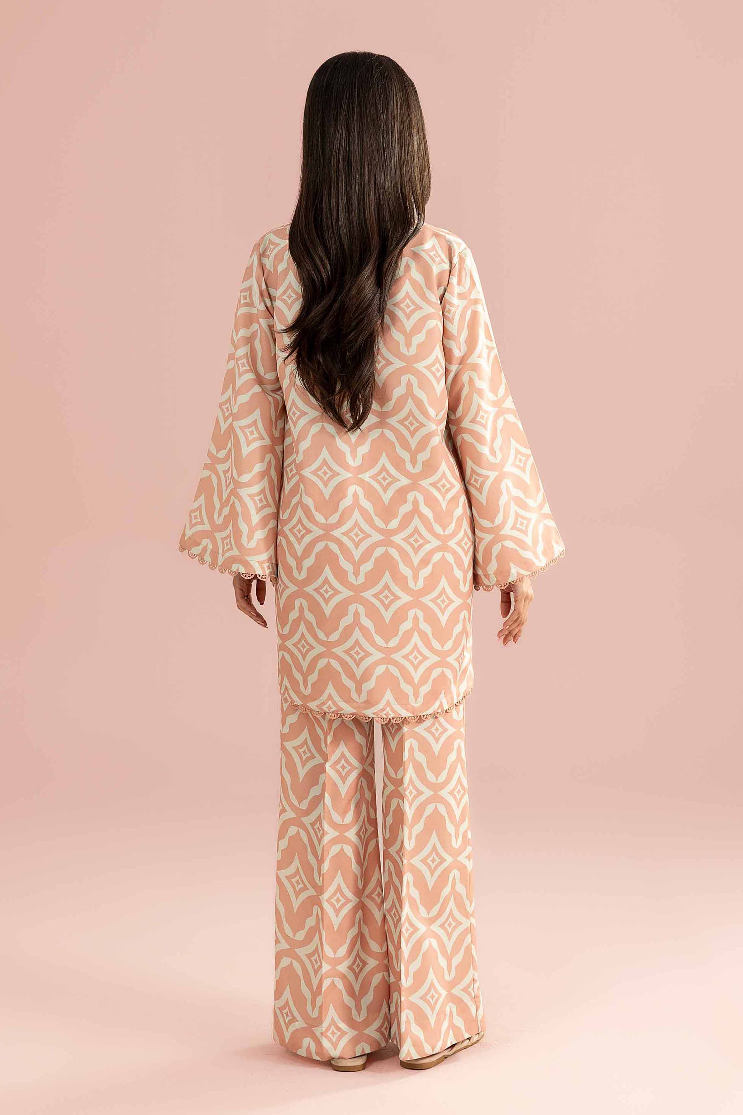 2 Piece - Printed Suit - PS26-84 Peach Lawn 2PC Printed
