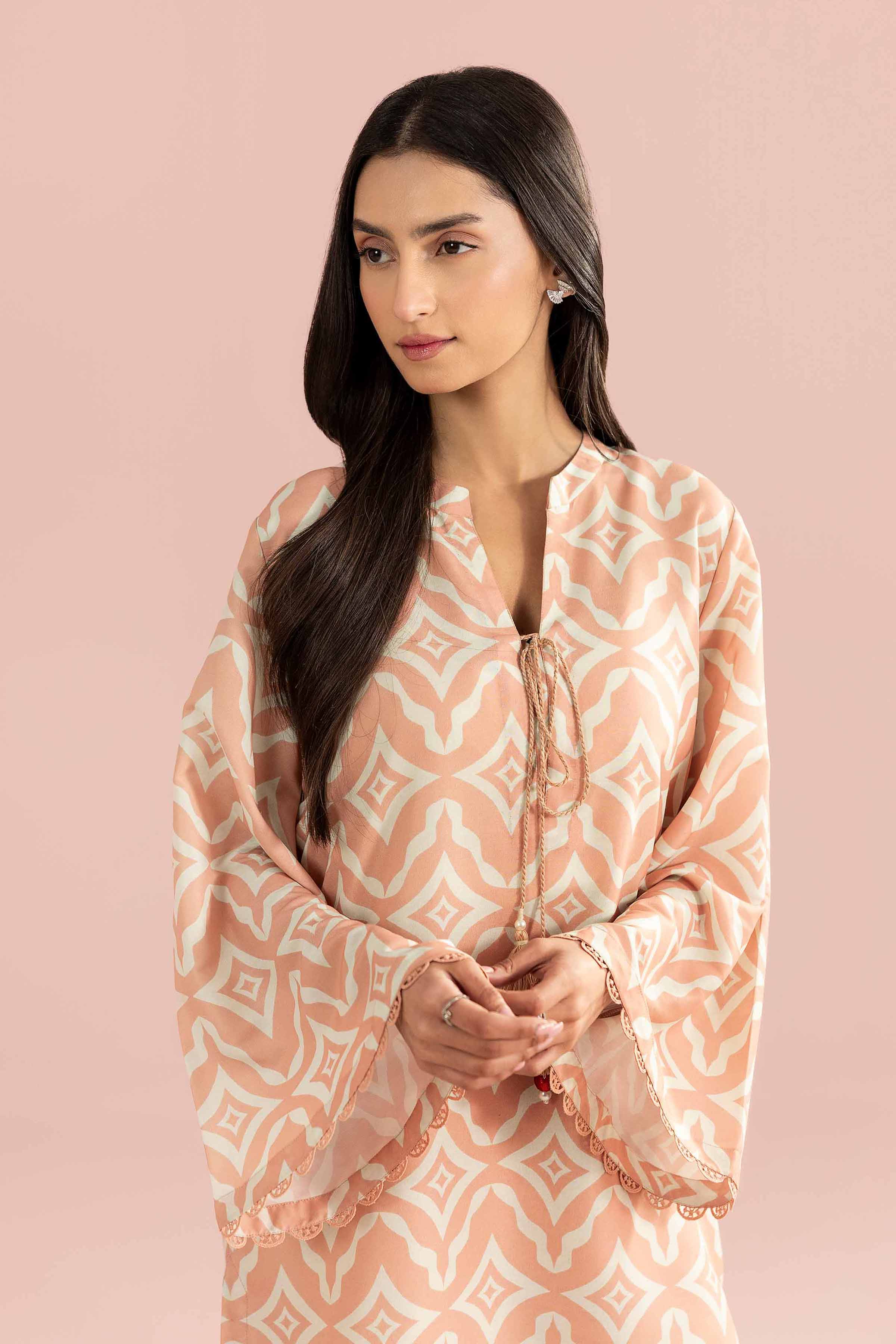 2 Piece - Printed Suit - PS26-84 Peach Lawn 2PC Printed
