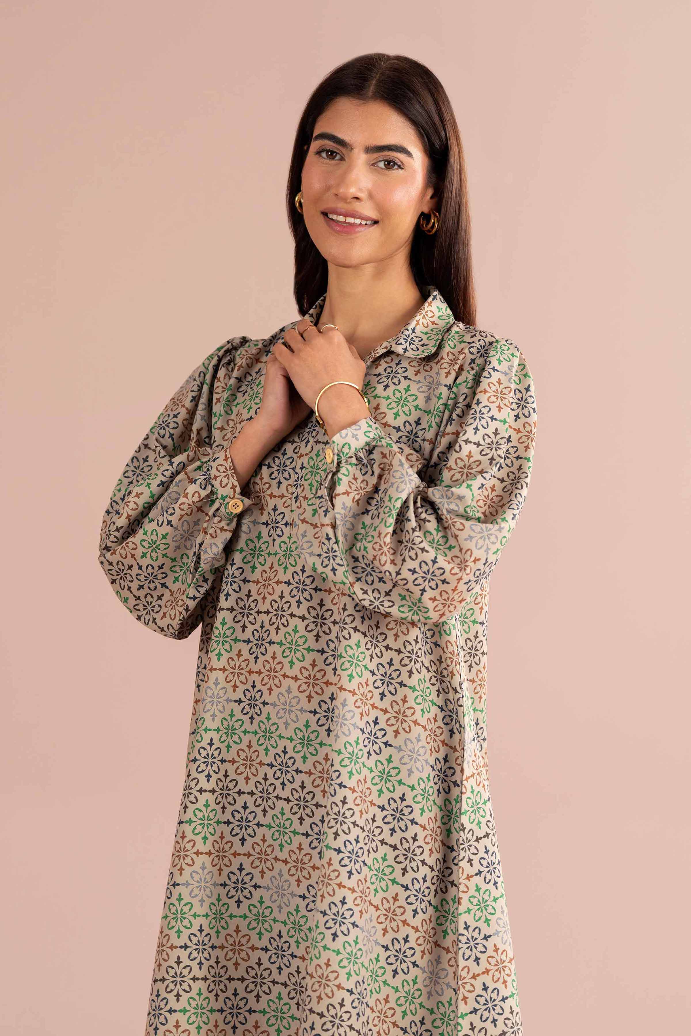 2 Piece - Printed Suit - PS26-86  Beige Lawn 2PC Printed READY TO WEAR