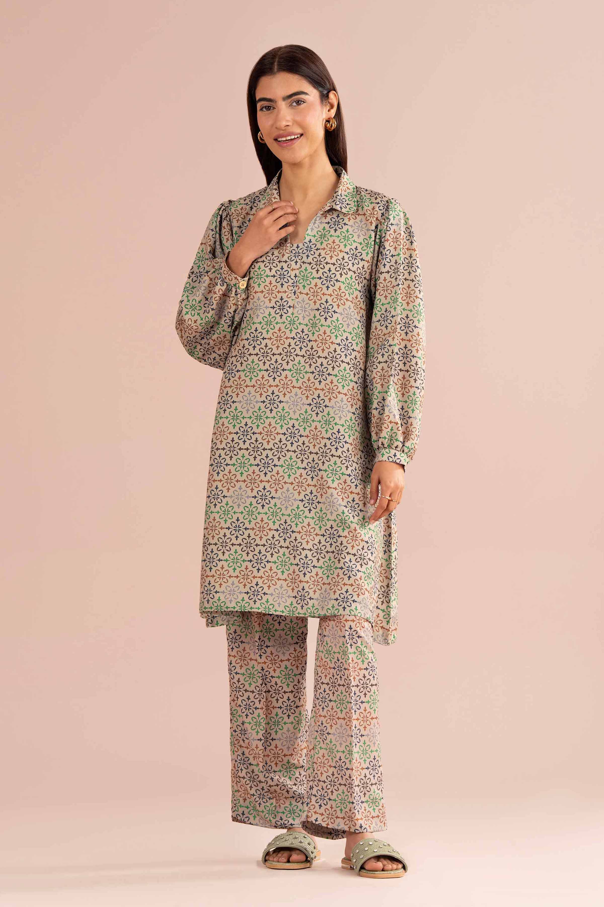 2 Piece - Printed Suit - PS26-86  Beige Lawn 2PC Printed READY TO WEAR