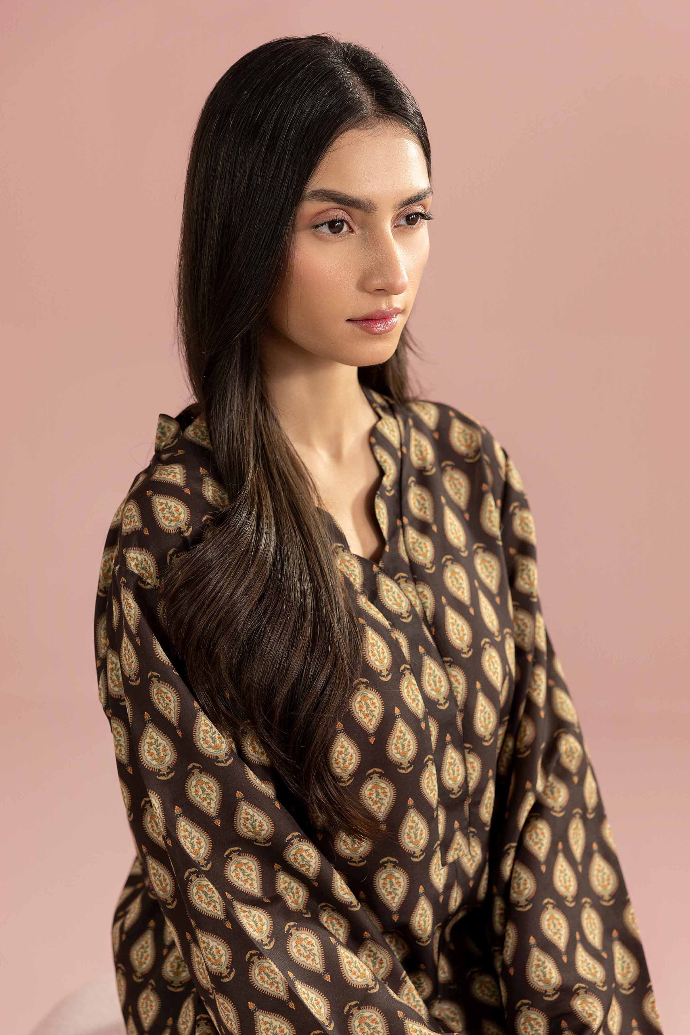 2 Piece - Printed Suit - PS26-94 Brown Lawn 2PC Printed