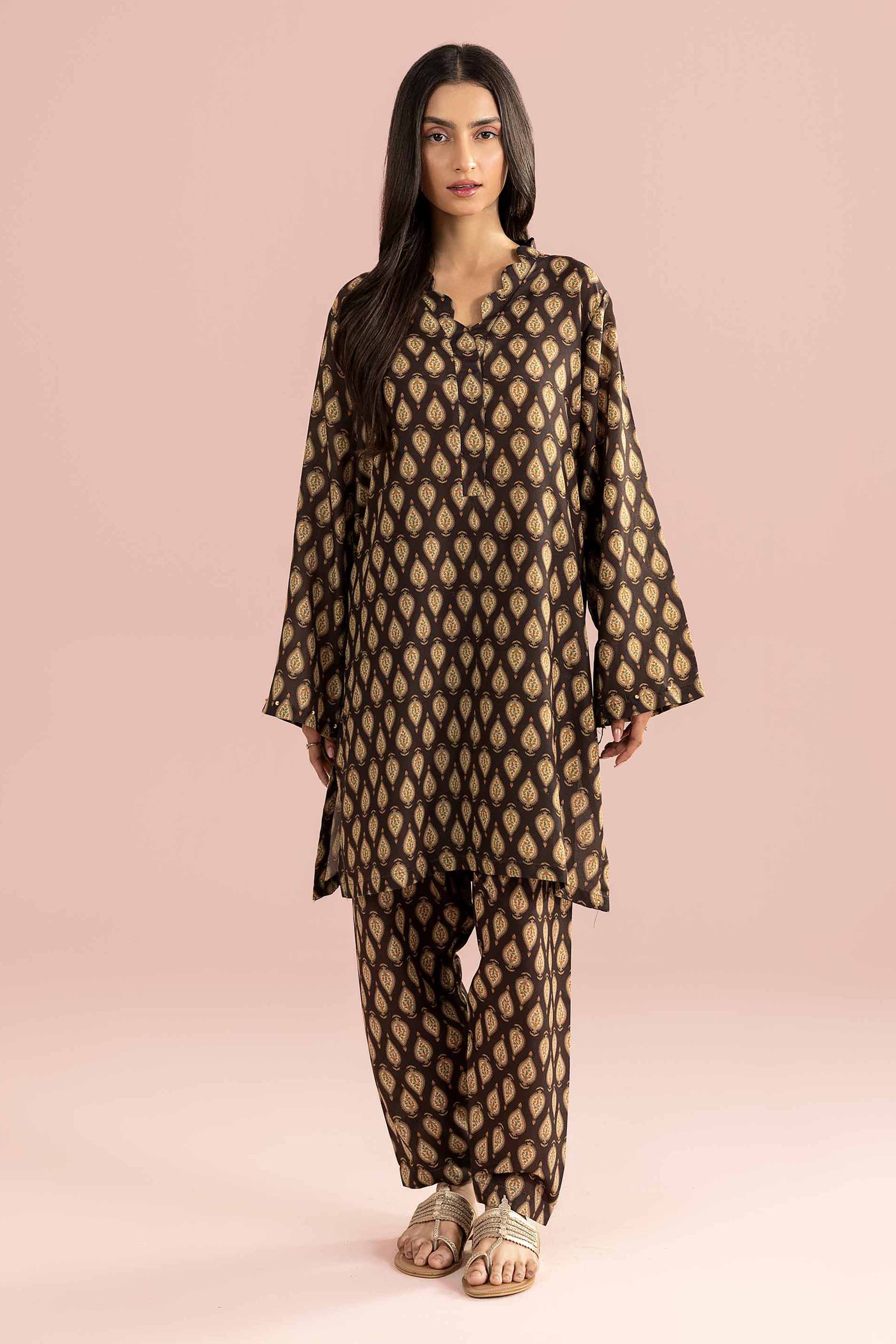 2 Piece - Printed Suit - PS26-94 Brown Lawn 2PC Printed