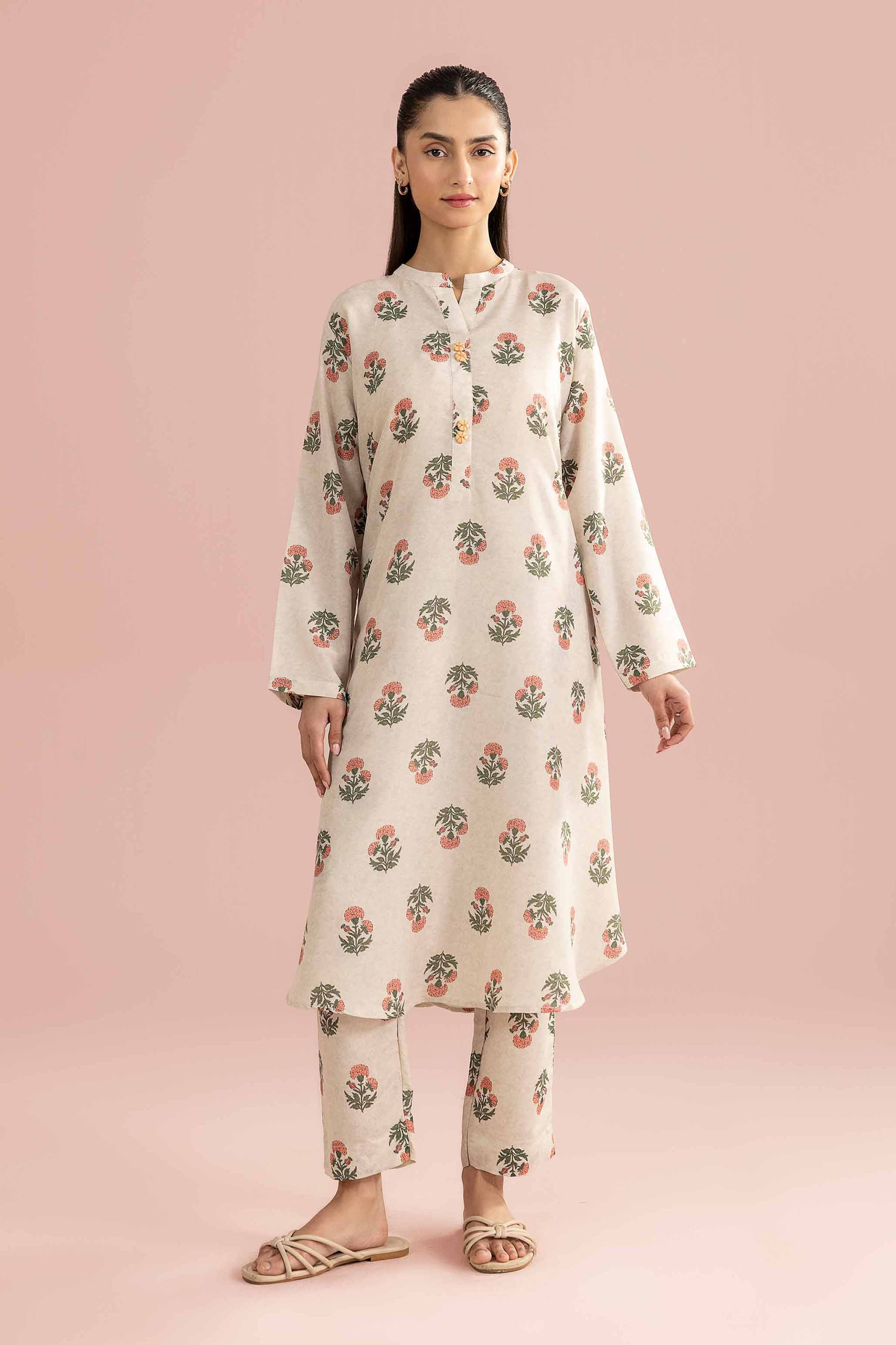 2 Piece - Printed Suit - PS26-95 Beige Lawn 2PC Printed READY TO WEAR