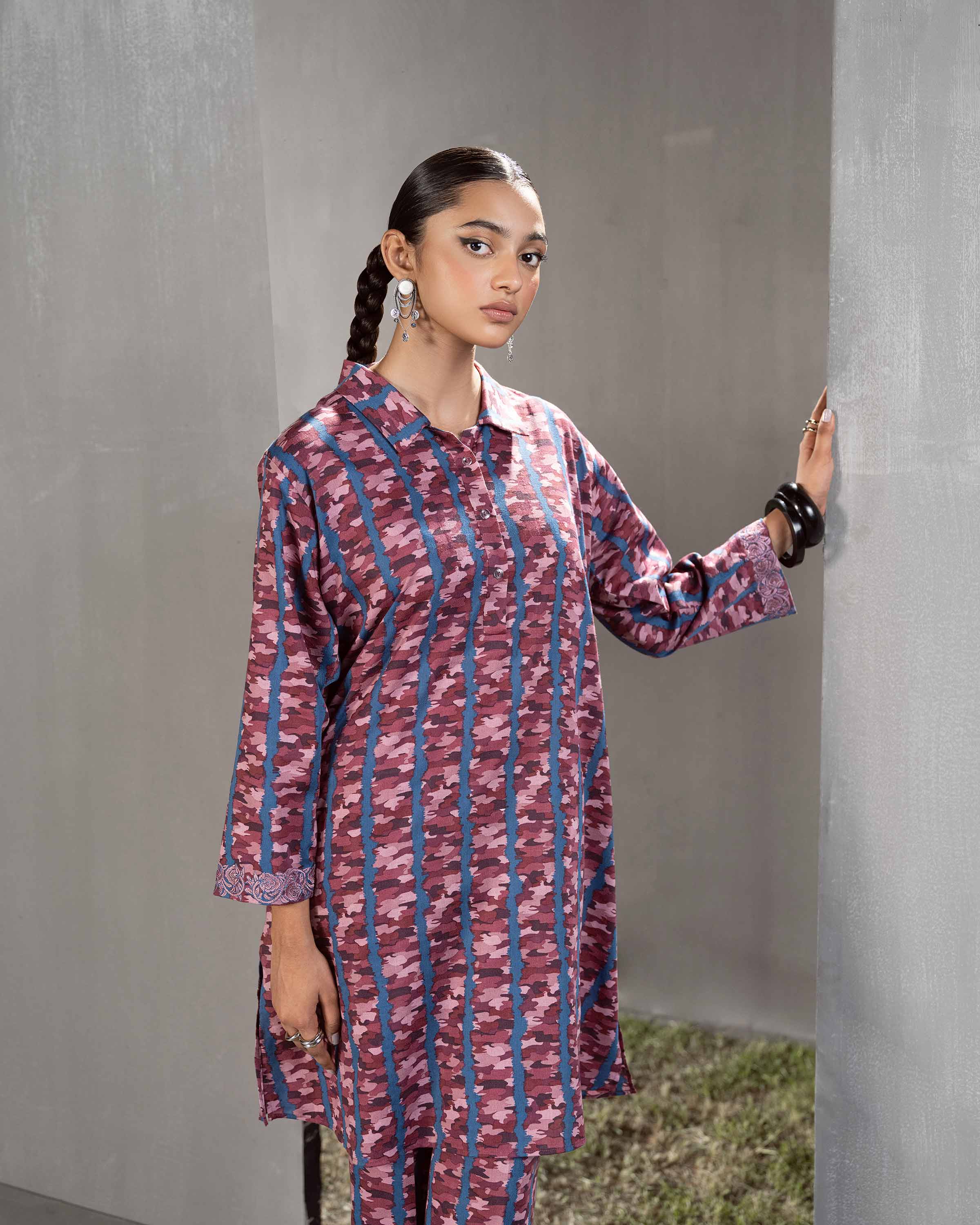 2 Piece - Printed Embroidered Suit - PW23-250