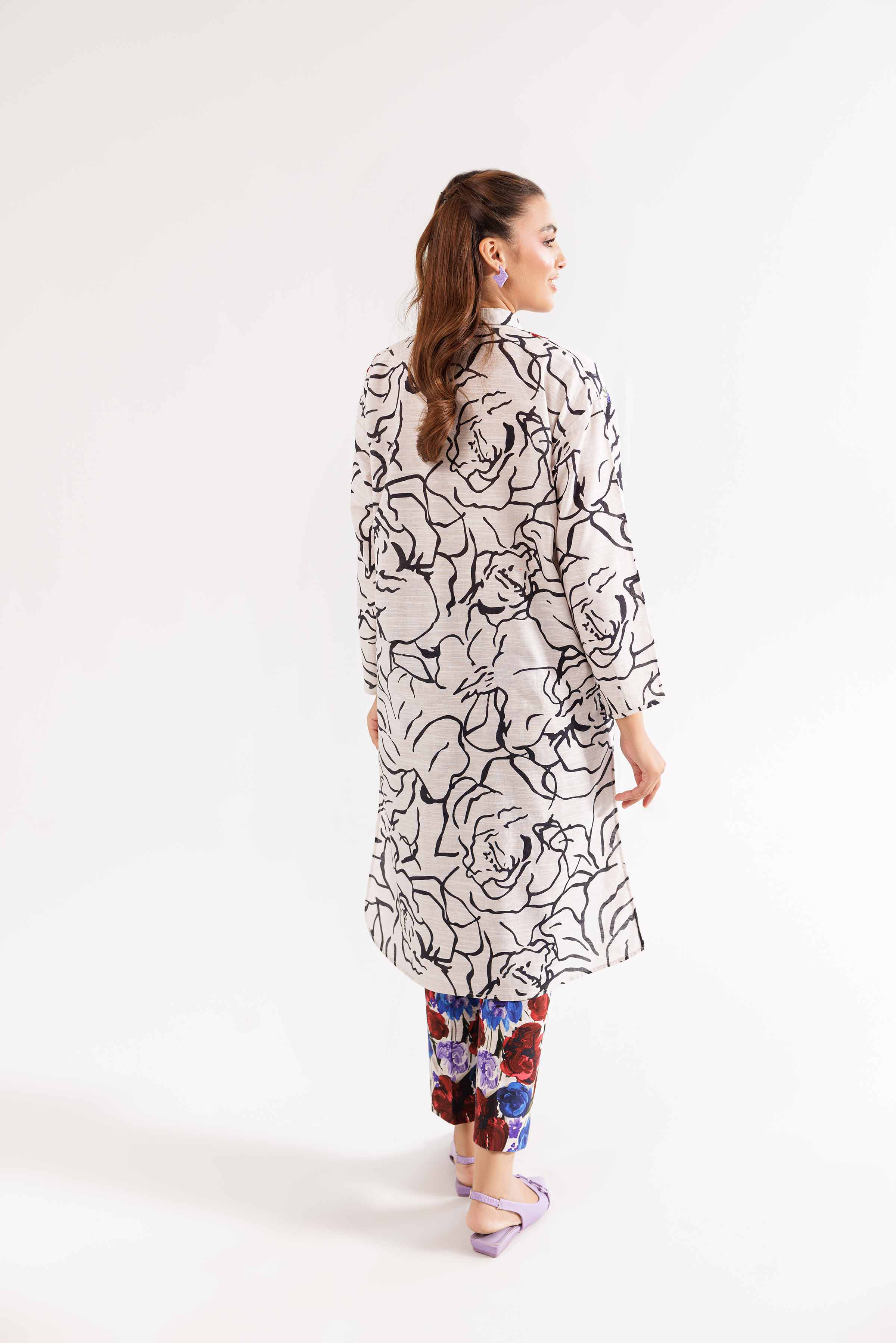 2 Piece - Printed Embroidered Suit - PW24-193