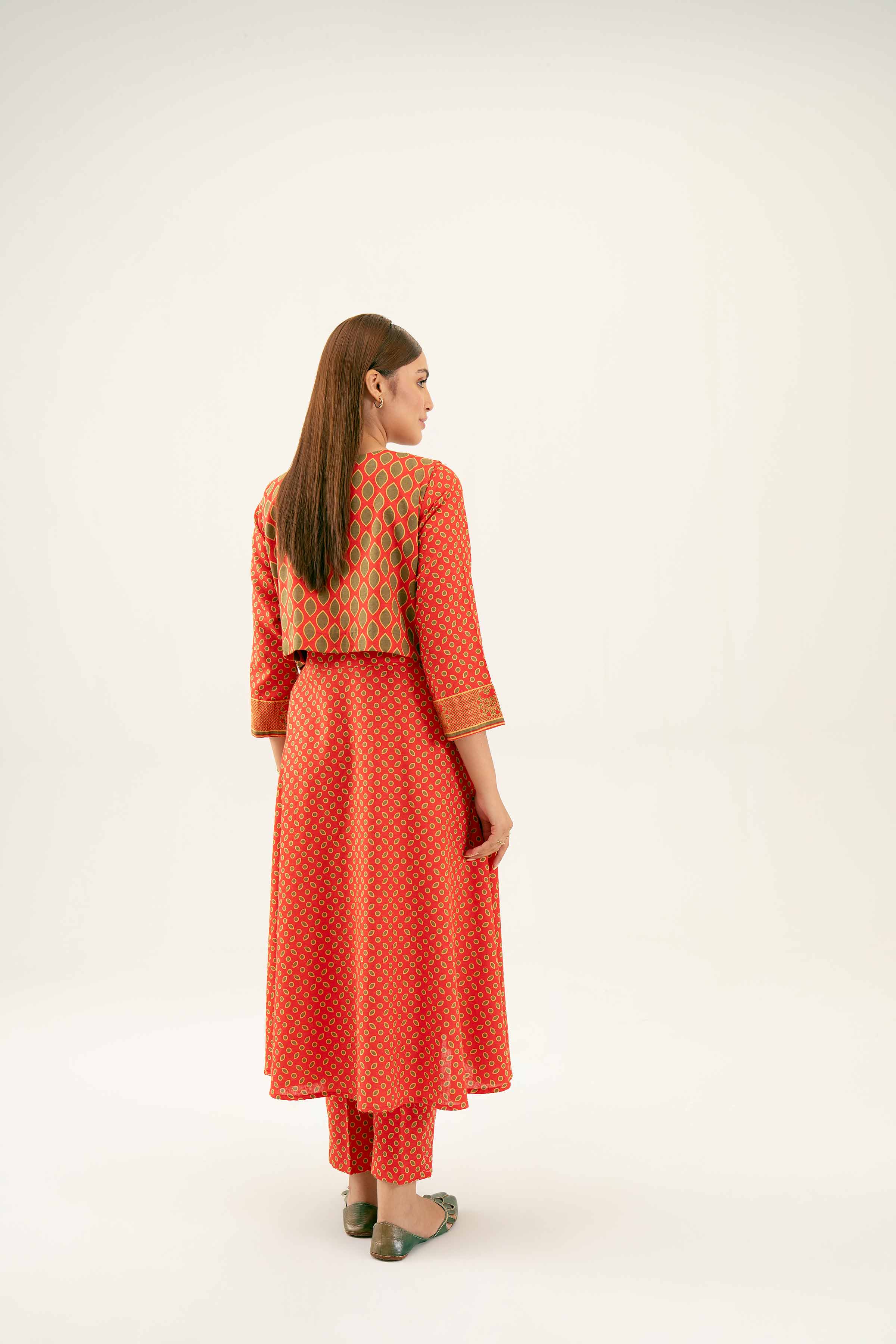 3 Piece - Printed Embroidered Suit - PW24-219