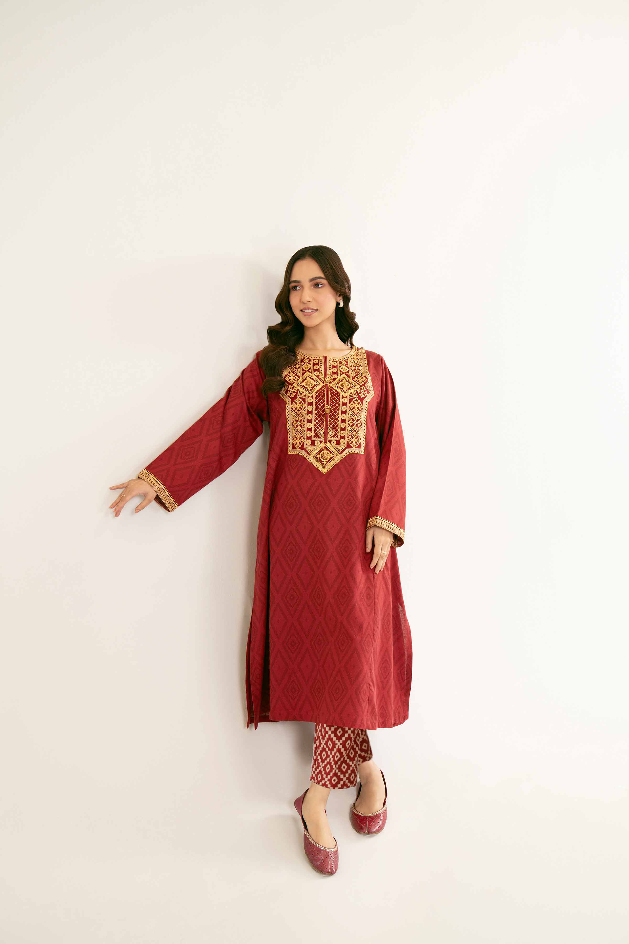 2 Piece - Printed Embroidered Suit - PW24-221