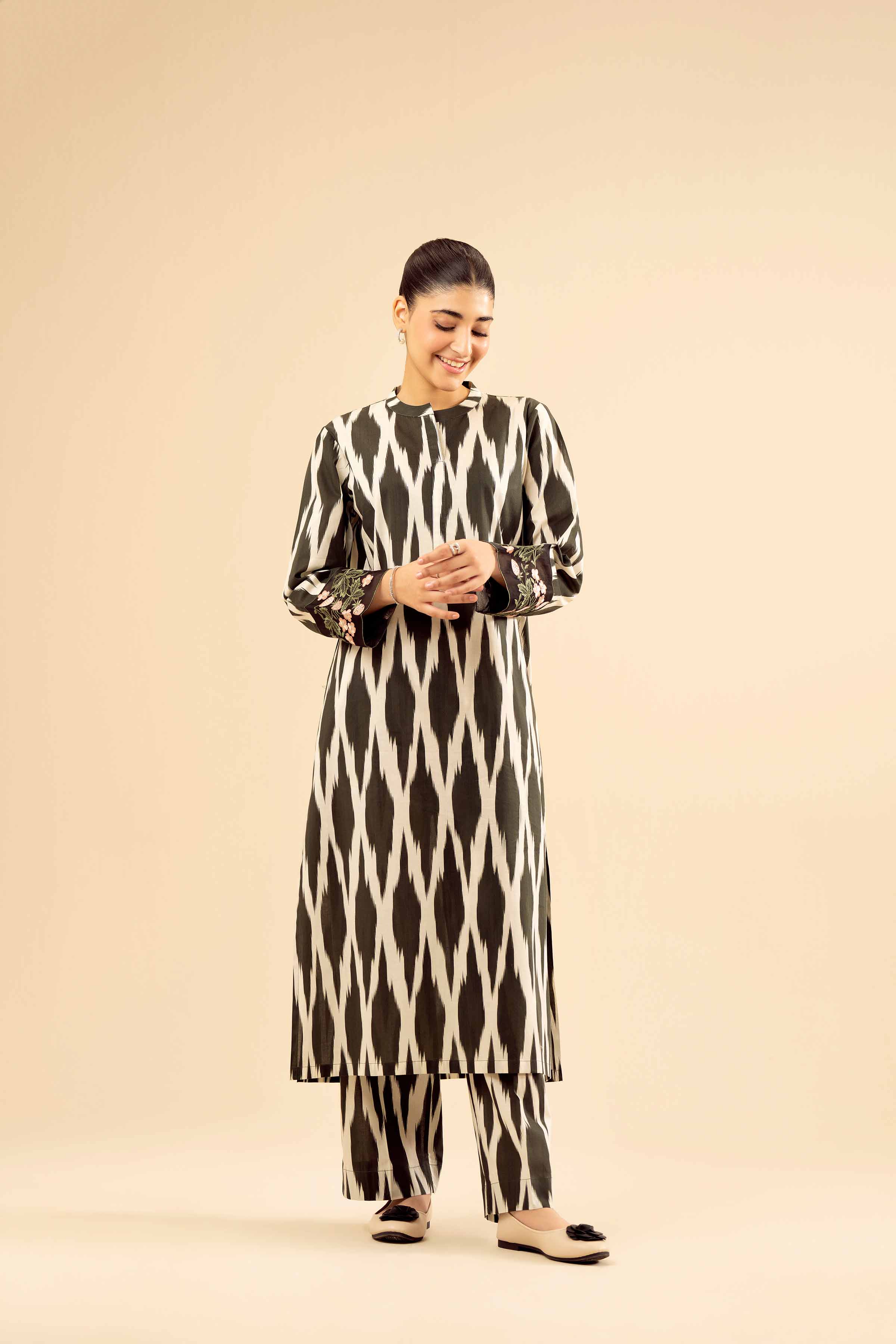 NISHATUAE - Black Embroidered Cambric 2-piece Ready to wear Dress