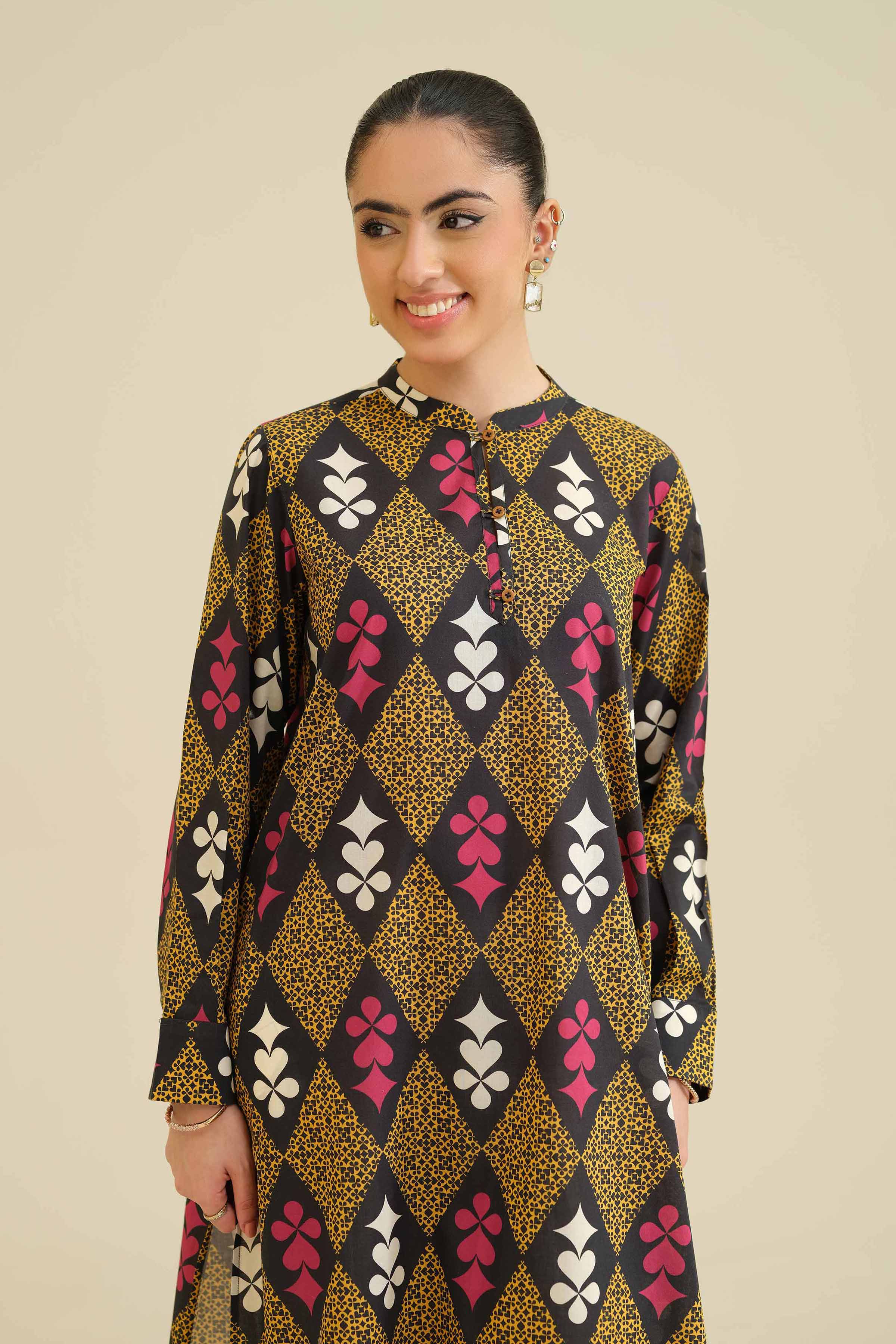 NISHATUAE - Multi Printed Cambric Ready to wear Shirt