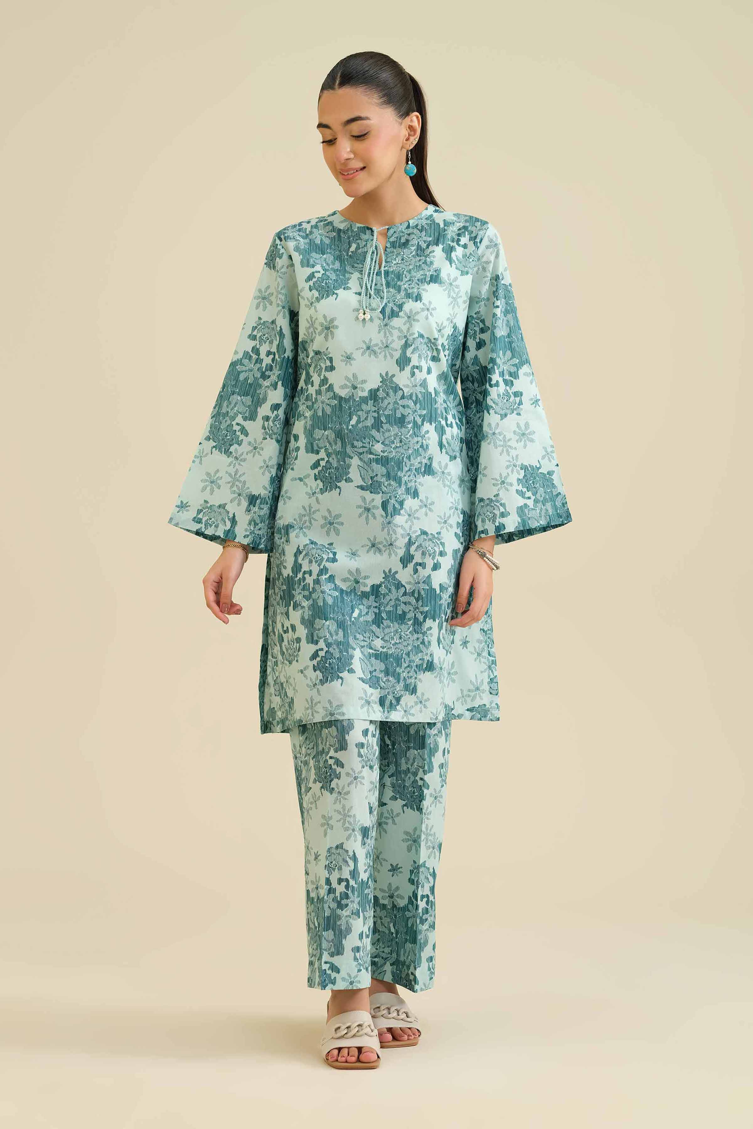 NISHATUAE - Green Printed Cambric 2-piece Ready to wear Dress
