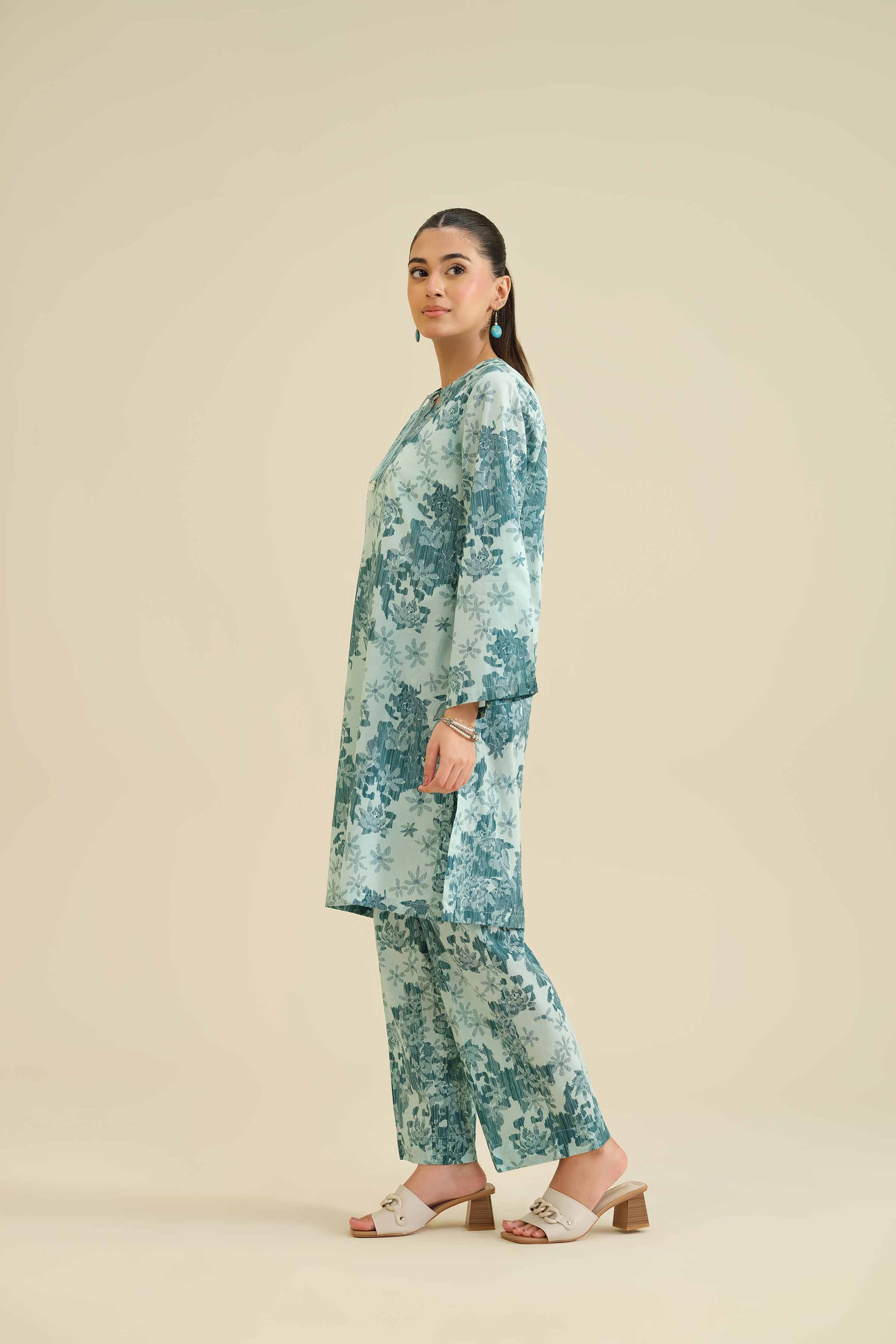 NISHATUAE - Green Printed Cambric 2-piece Ready to wear Dress