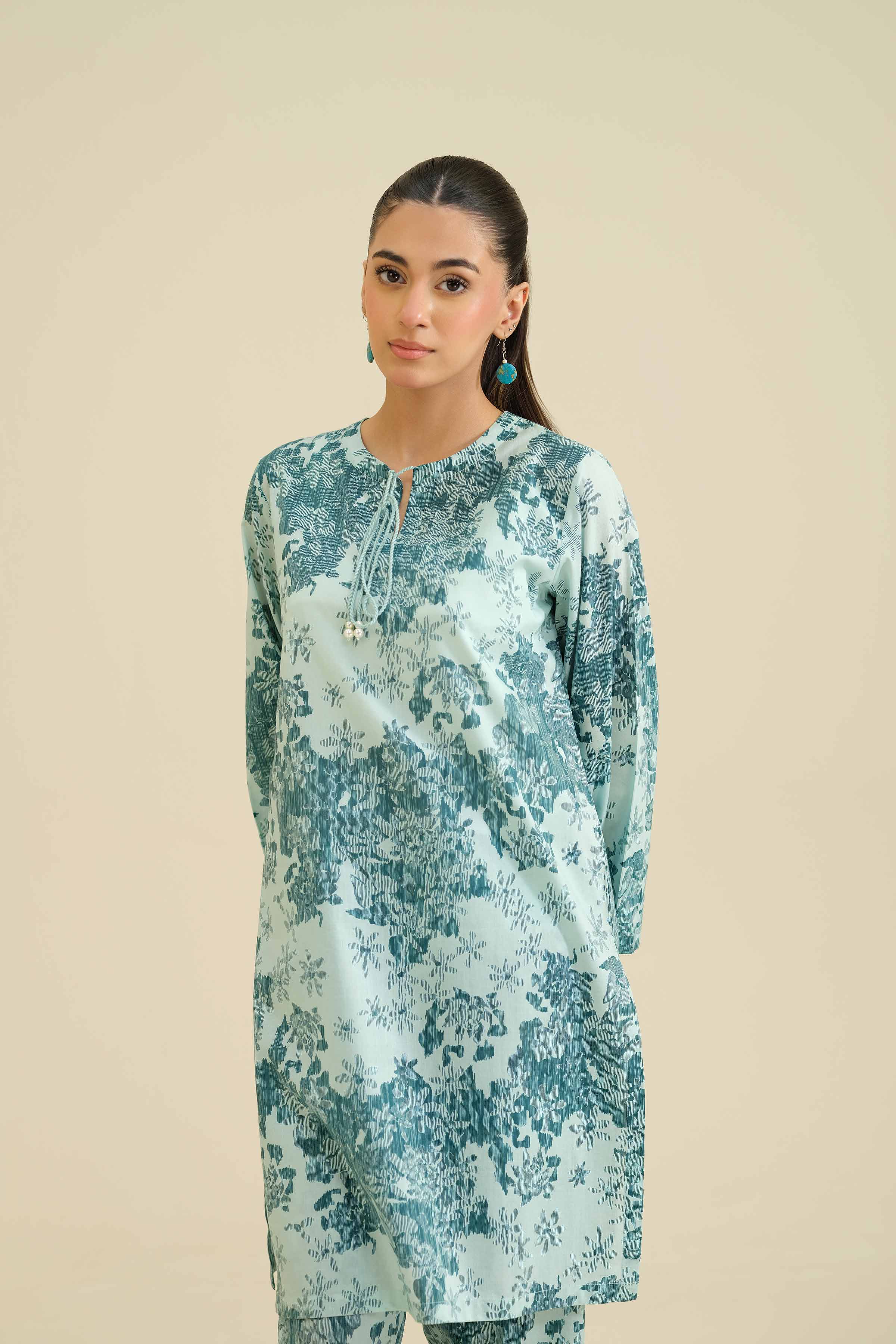 NISHATUAE - Green Printed Cambric 2-piece Ready to wear Dress