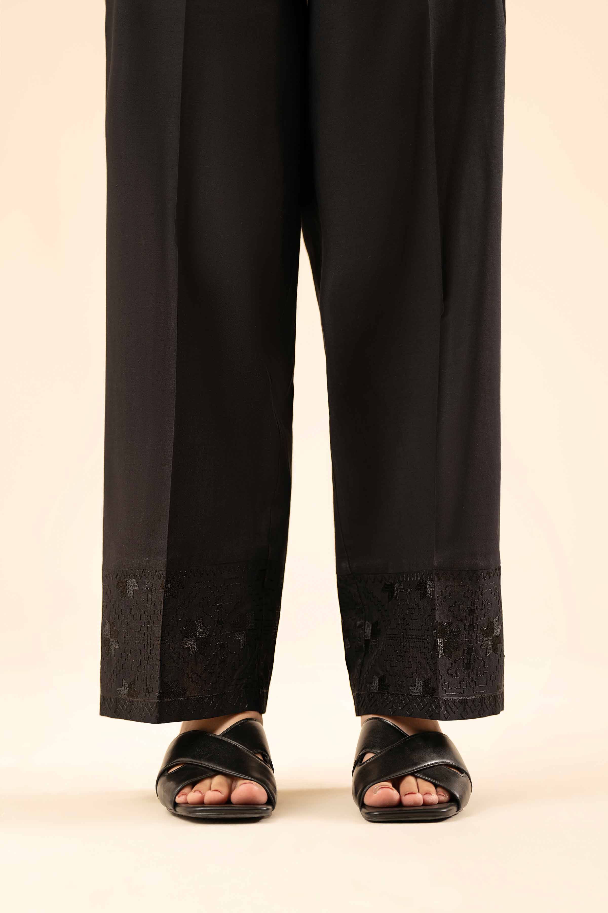 NISHATUAE - Black Embroidered Cambric Ready to wear Trousers