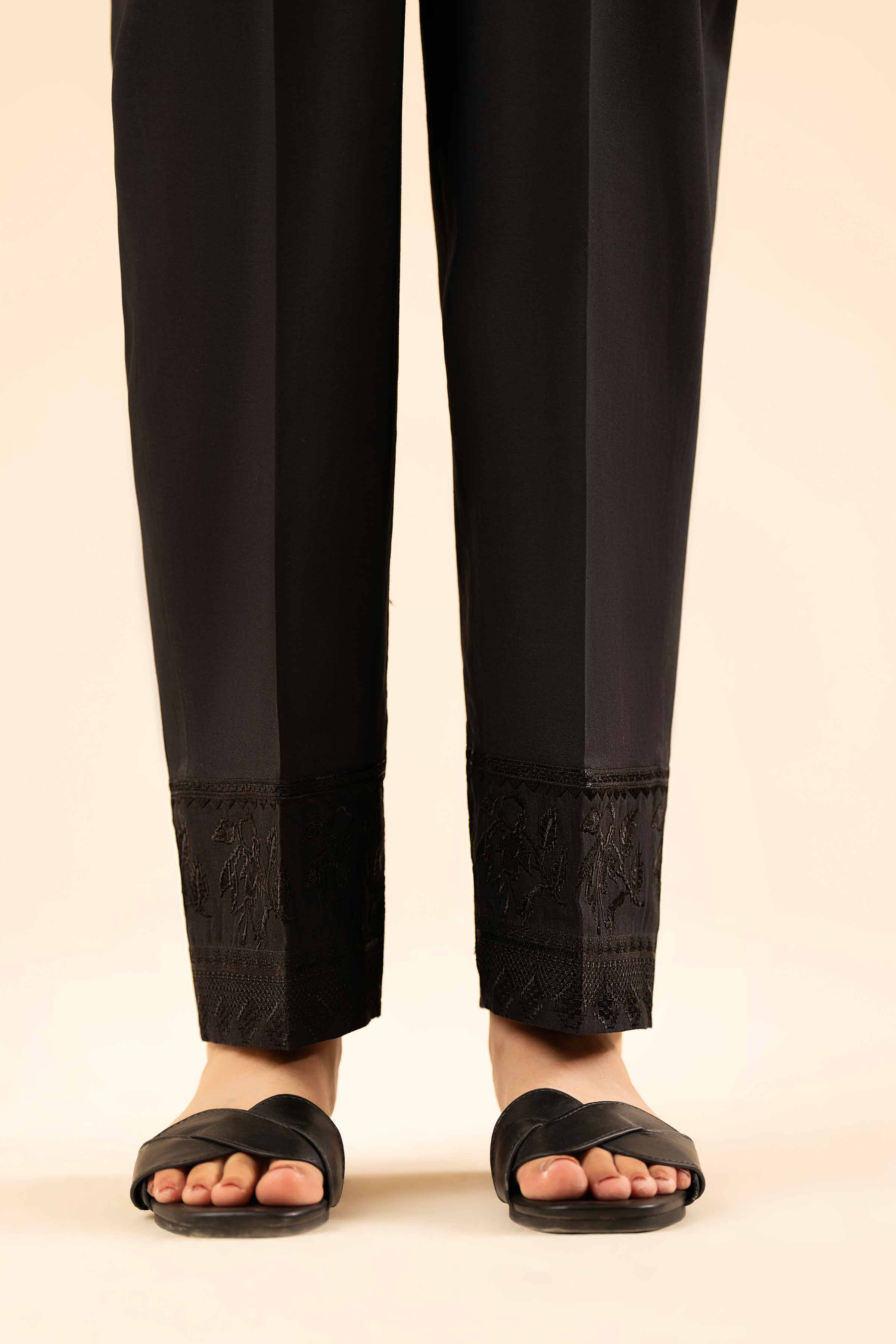 NISHATUAE - Black Embroidered Cambric Ready to wear Trousers