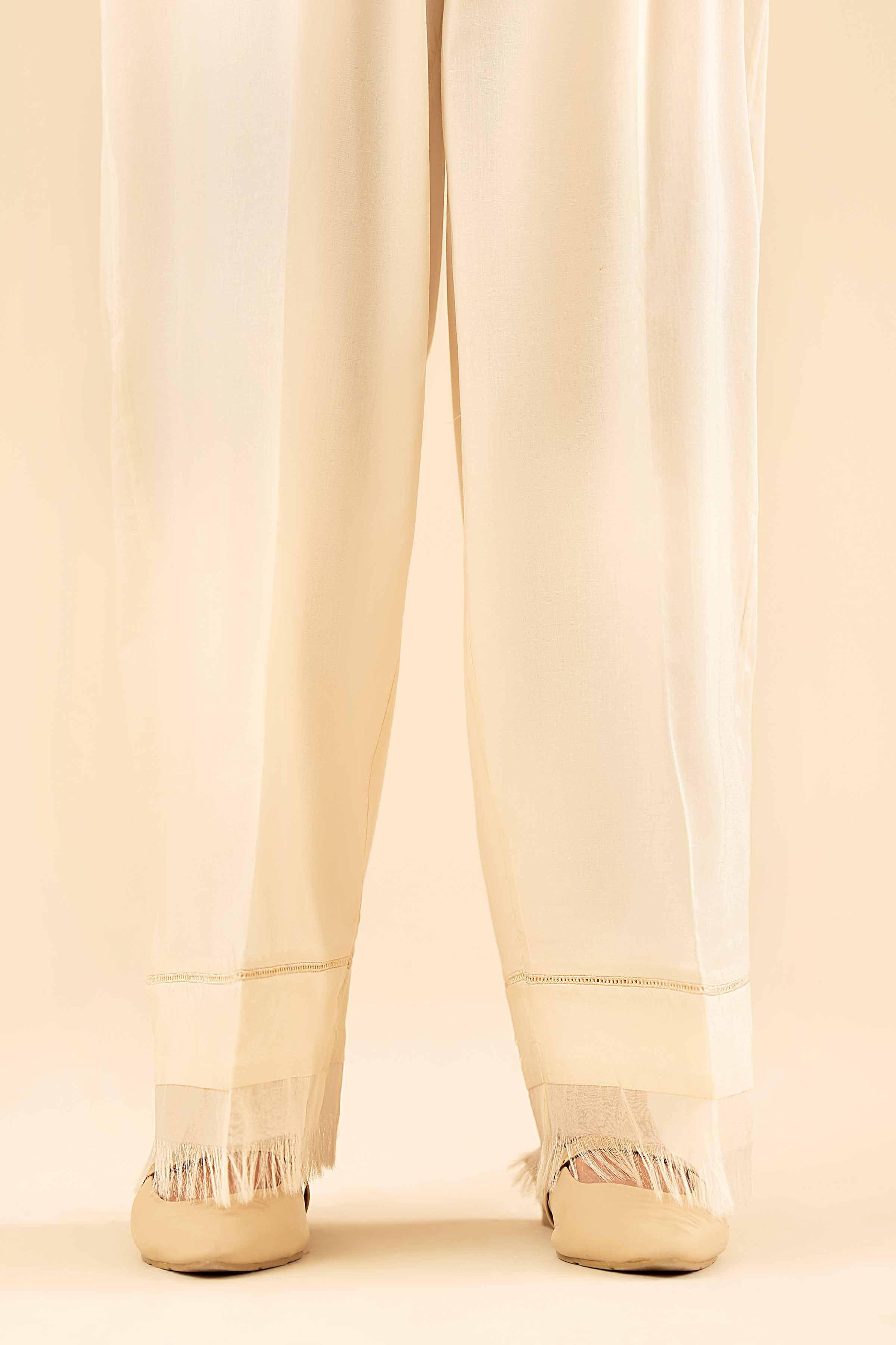 NISHATUAE - Off White Solids Cambric Ready to wear Trousers