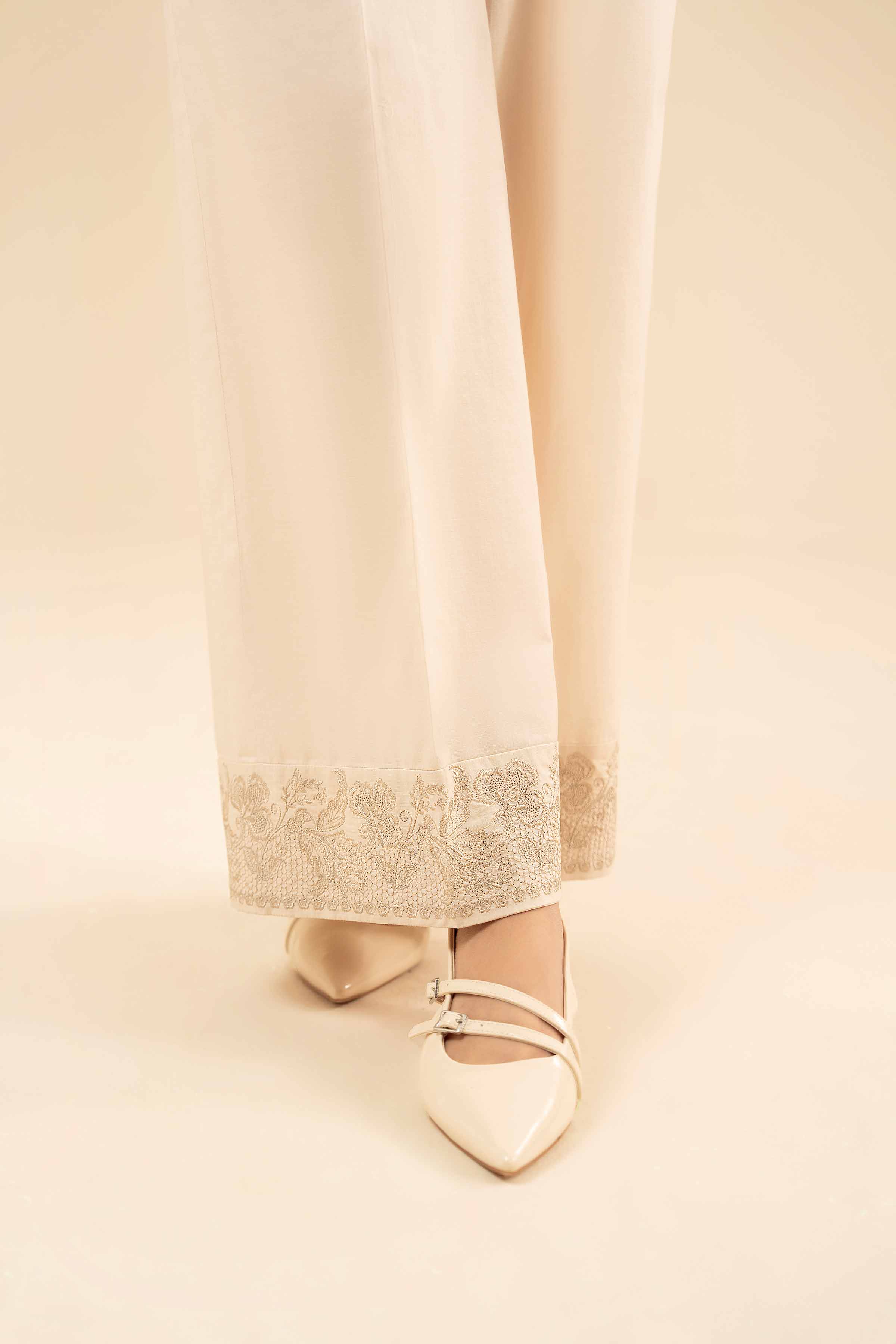 NISHATUAE - Beige Embroidered Cambric Ready to wear Pants