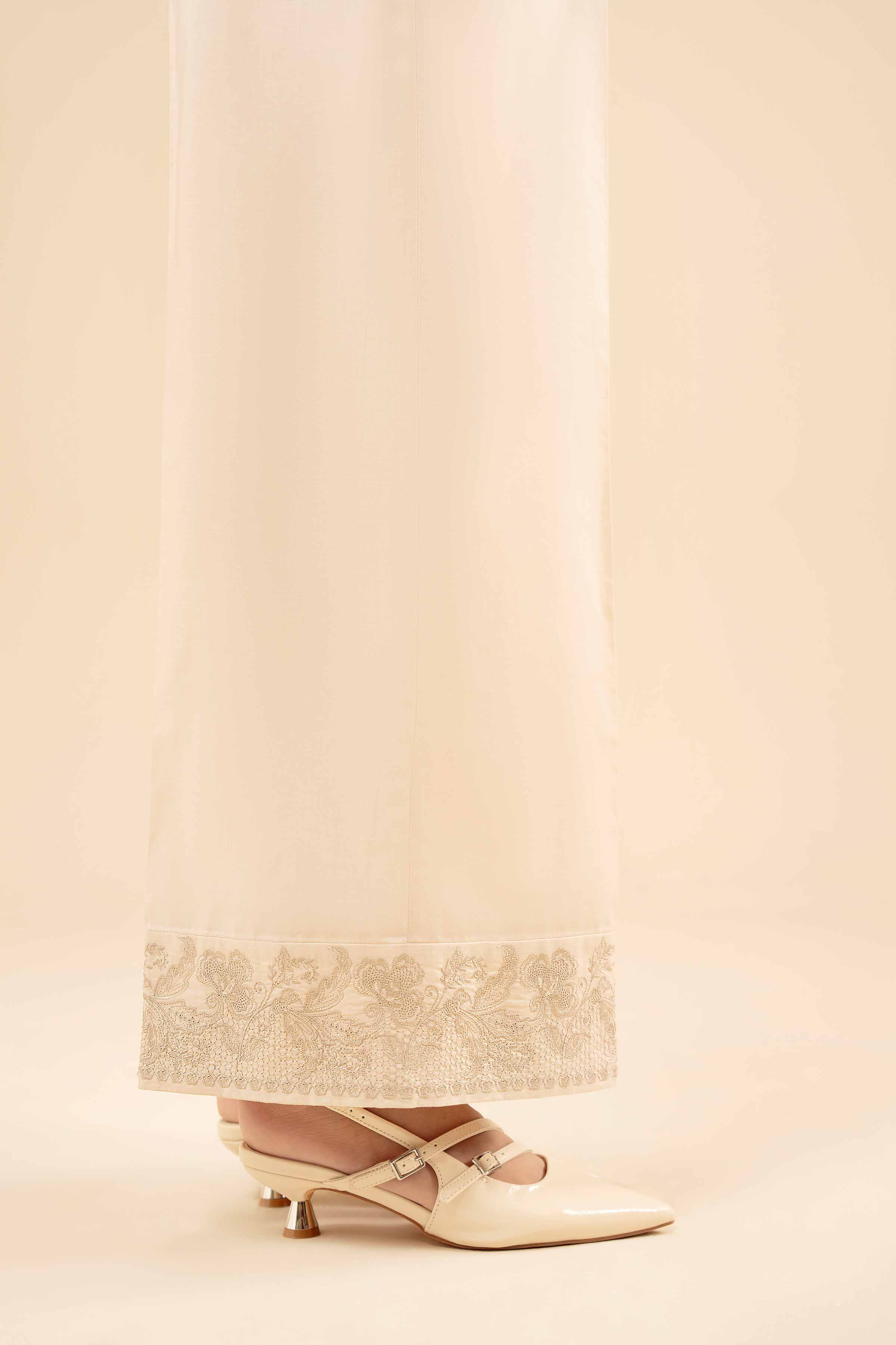 NISHATUAE - Beige Embroidered Cambric Ready to wear Pants