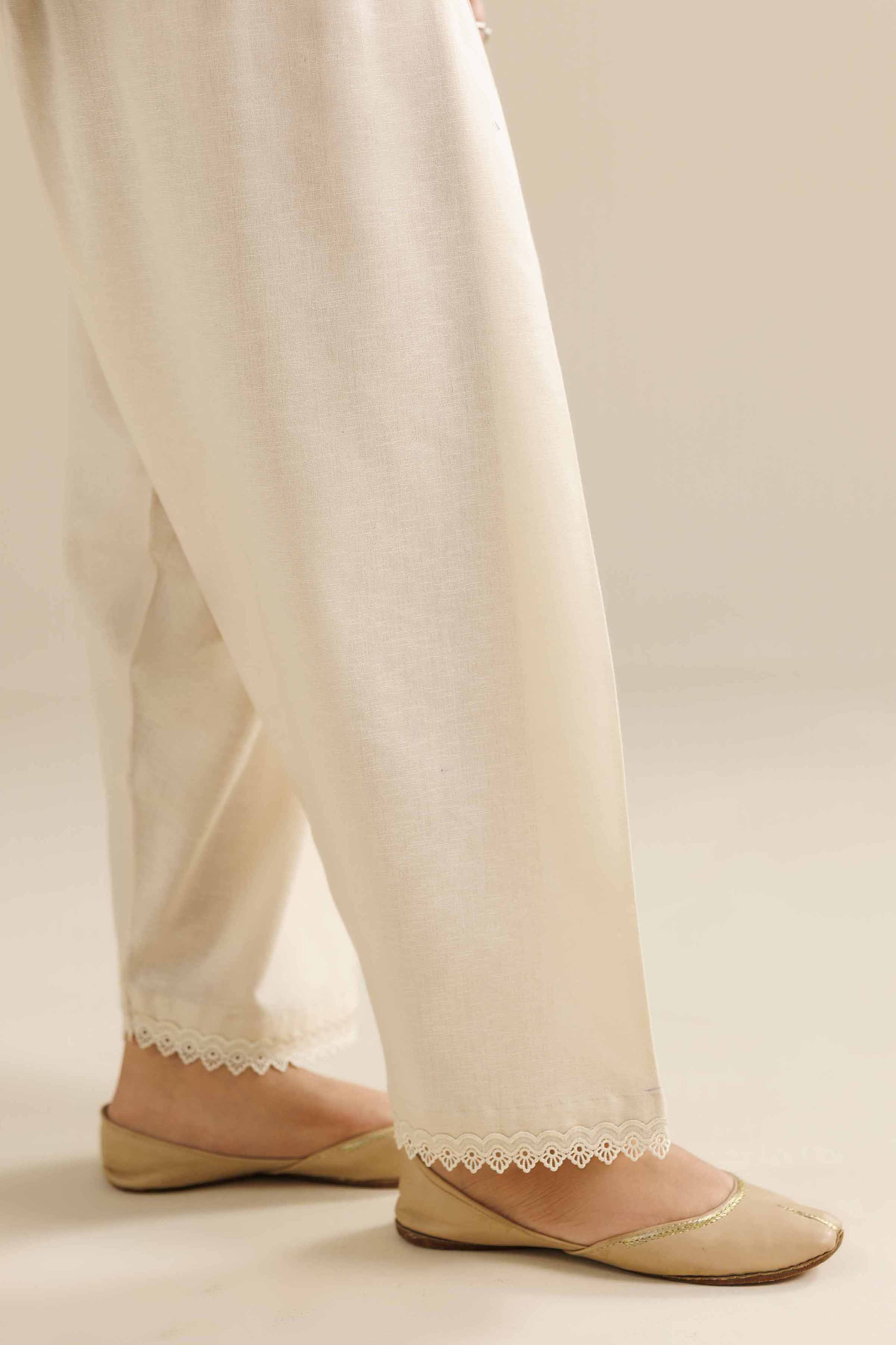 NISHATUAE - White Solids Karandi Ready to wear Shalwar