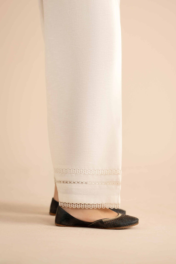 NISHATUAE - White Solids Cambric Ready to wear Shalwar
