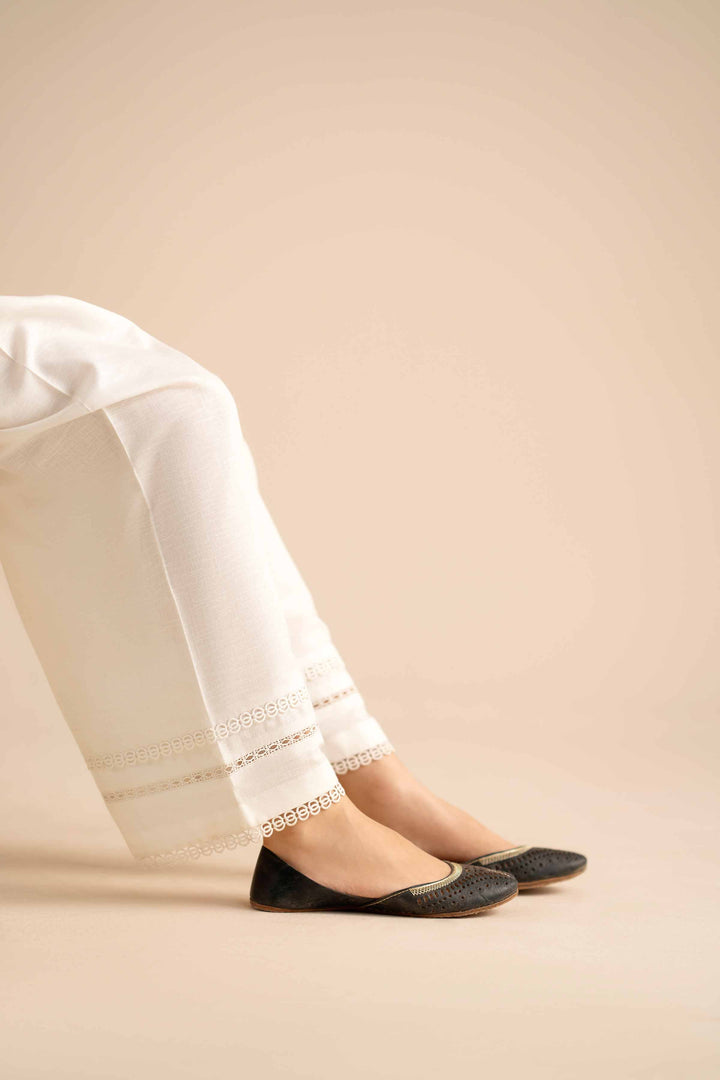 NISHATUAE - White Solids Cambric Ready to wear Shalwar
