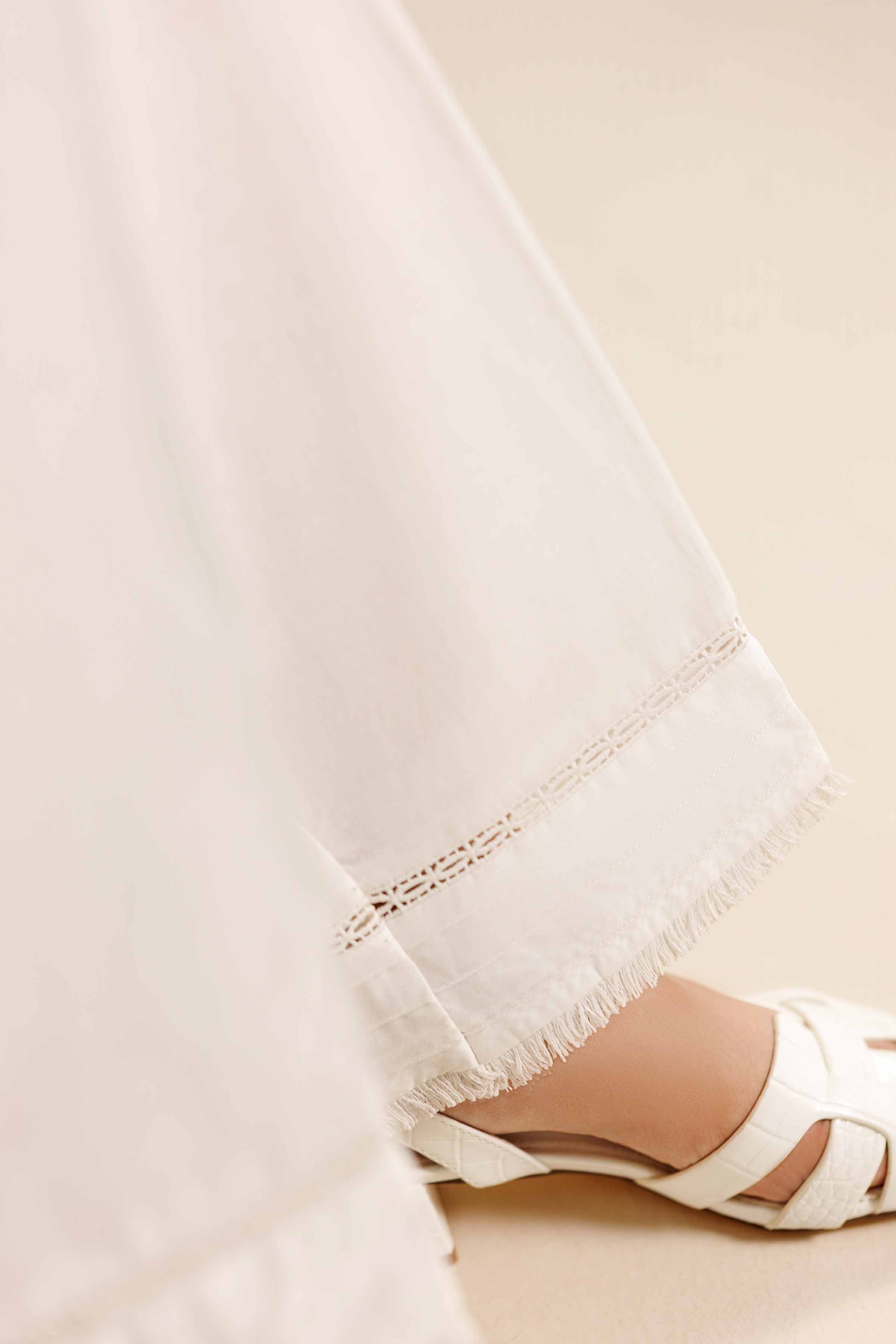 NISHATUAE - White Solids Cambric Ready to wear Trousers
