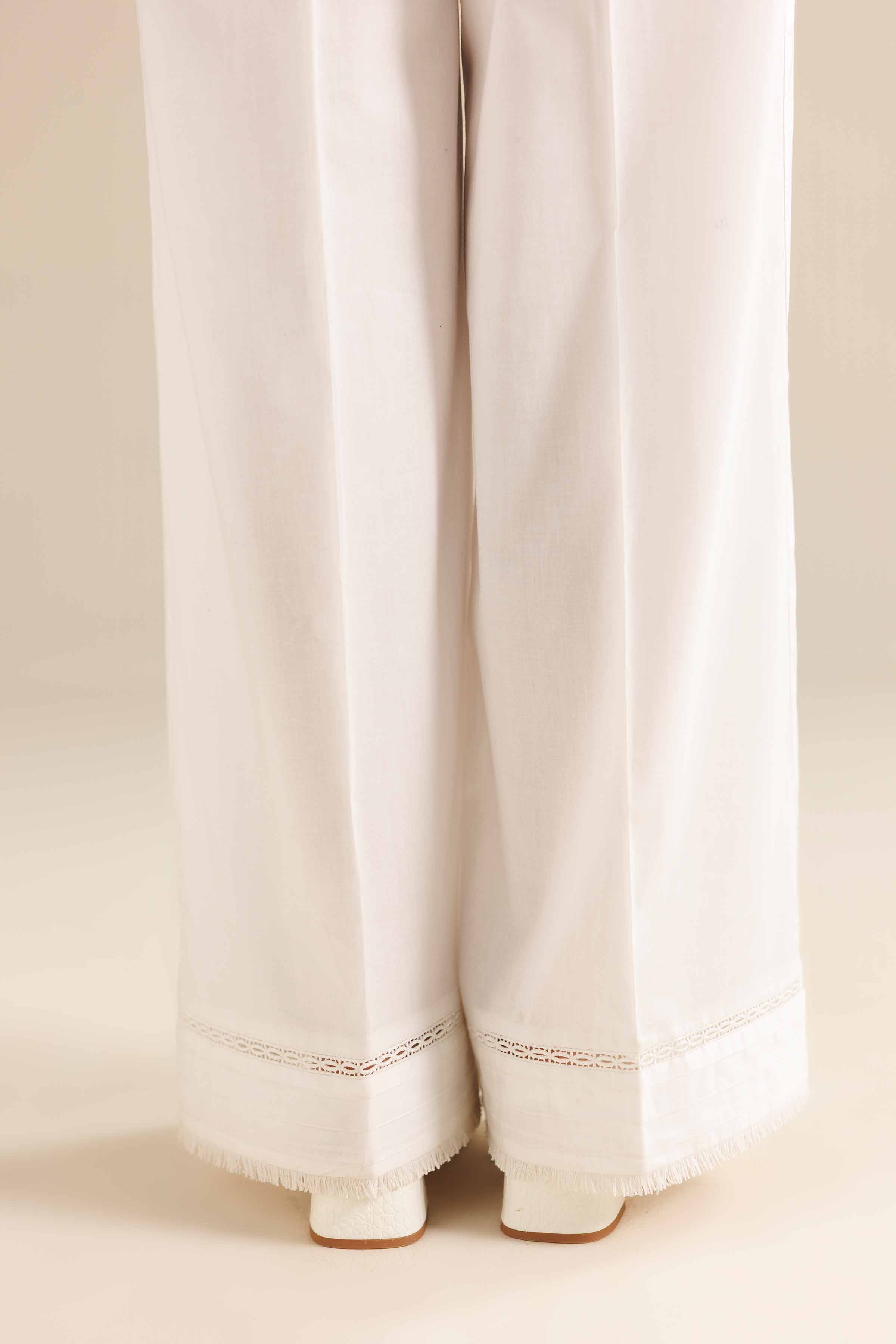 NISHATUAE - White Solids Cambric Ready to wear Trousers
