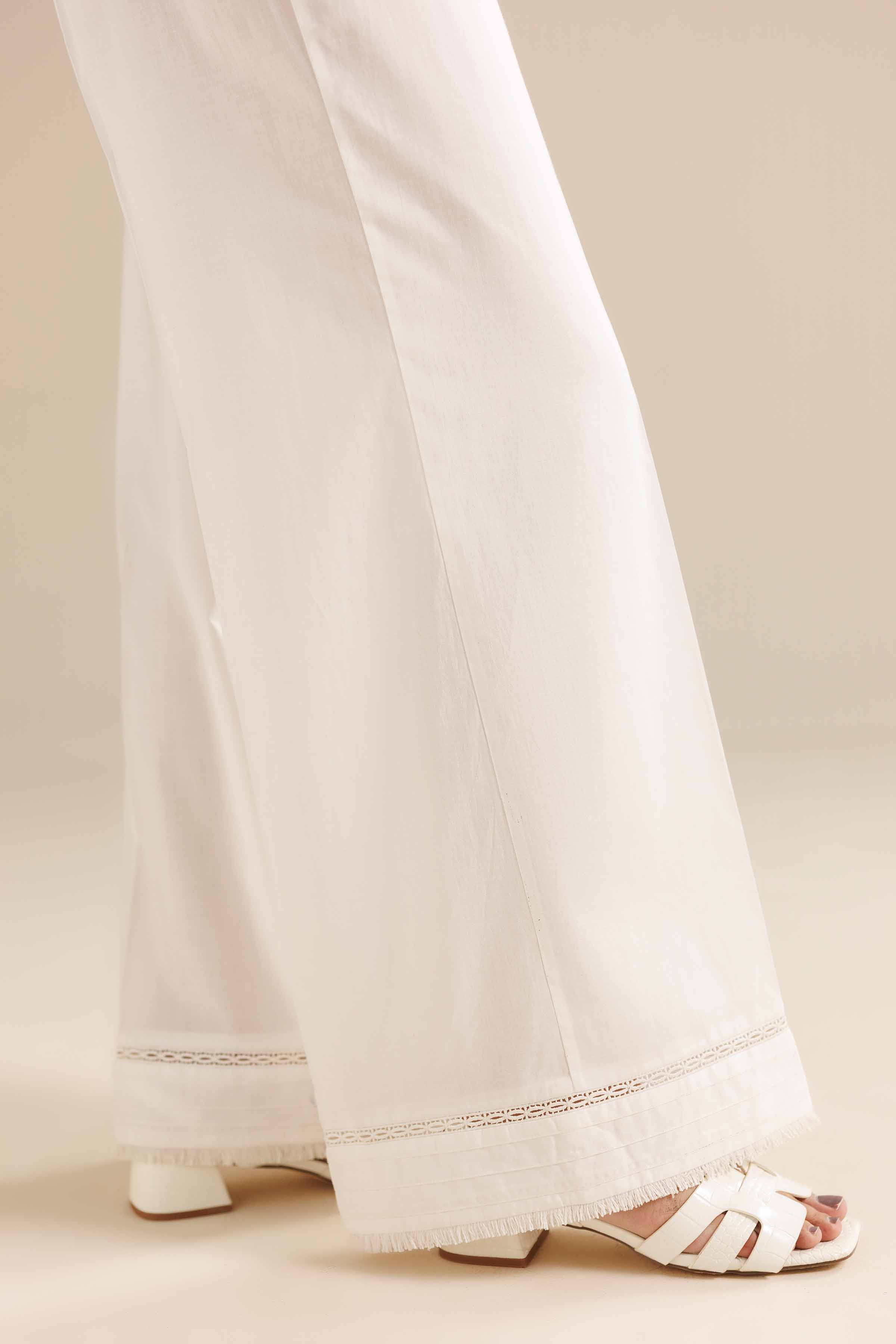 NISHATUAE - White Solids Cambric Ready to wear Trousers