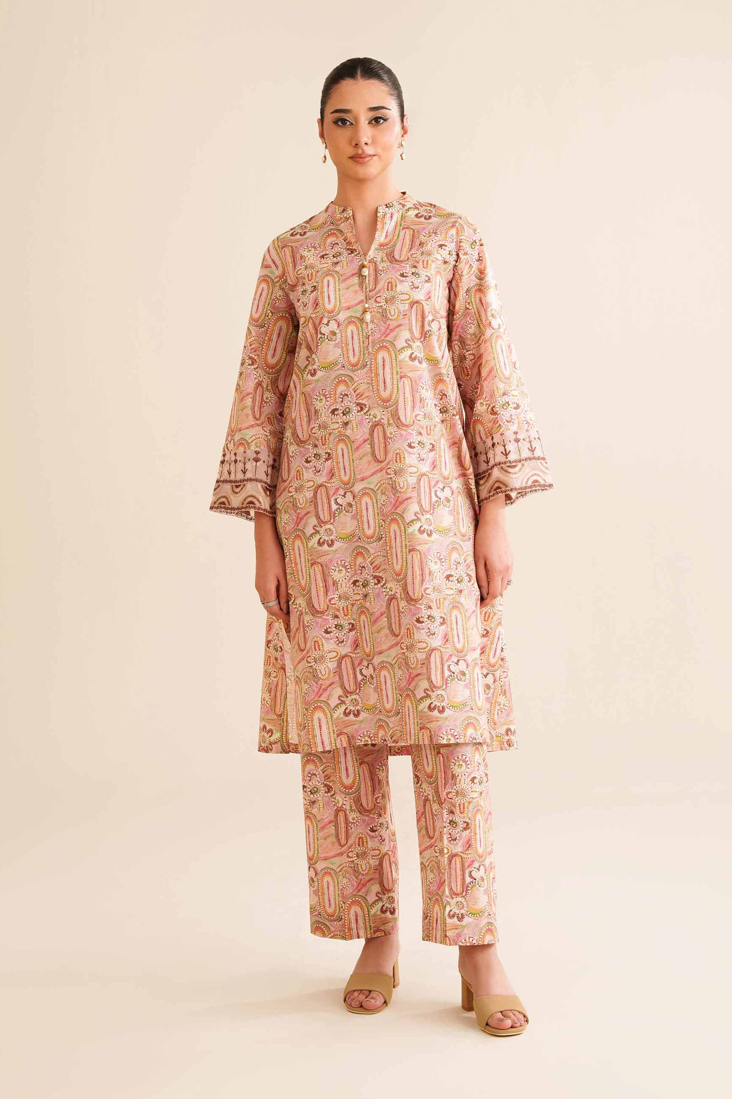 NISHATUAE - Pink Embroidered Cambric 2-piece Ready to wear Dress