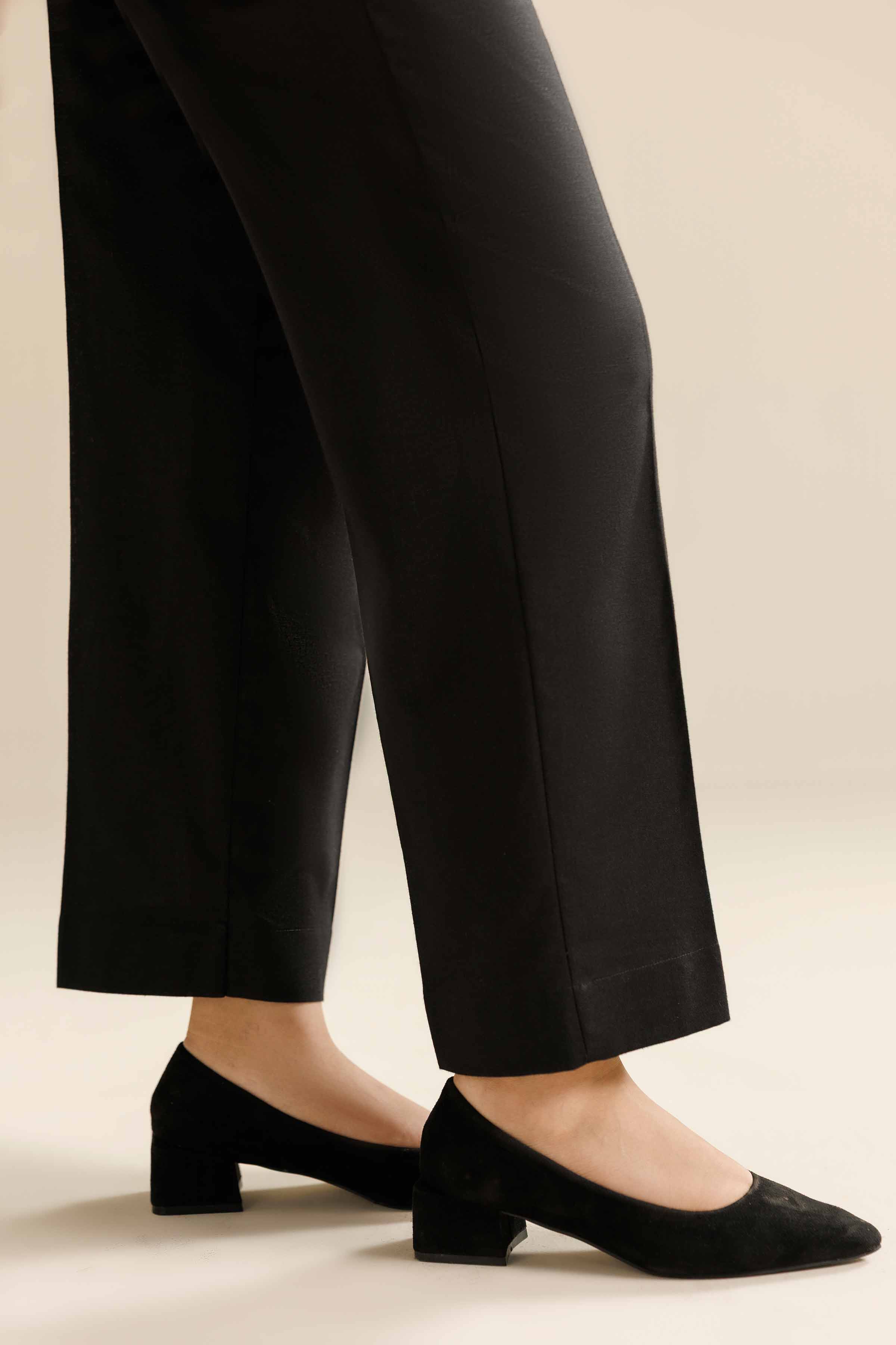 NISHATUAE - Black Solids Karandi Ready to wear Trousers