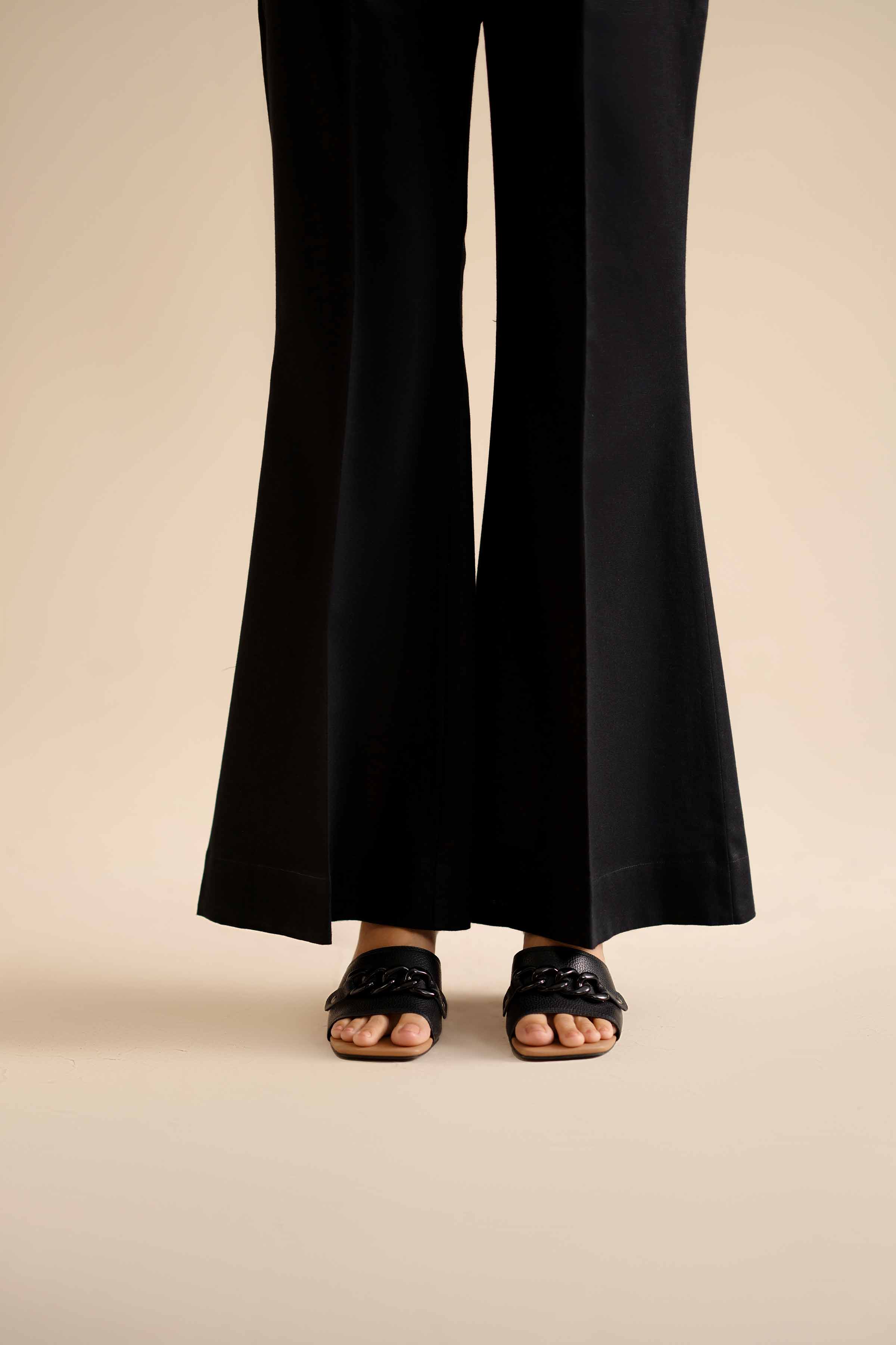NISHATUAE - Black Solids Karandi Ready to wear Trousers