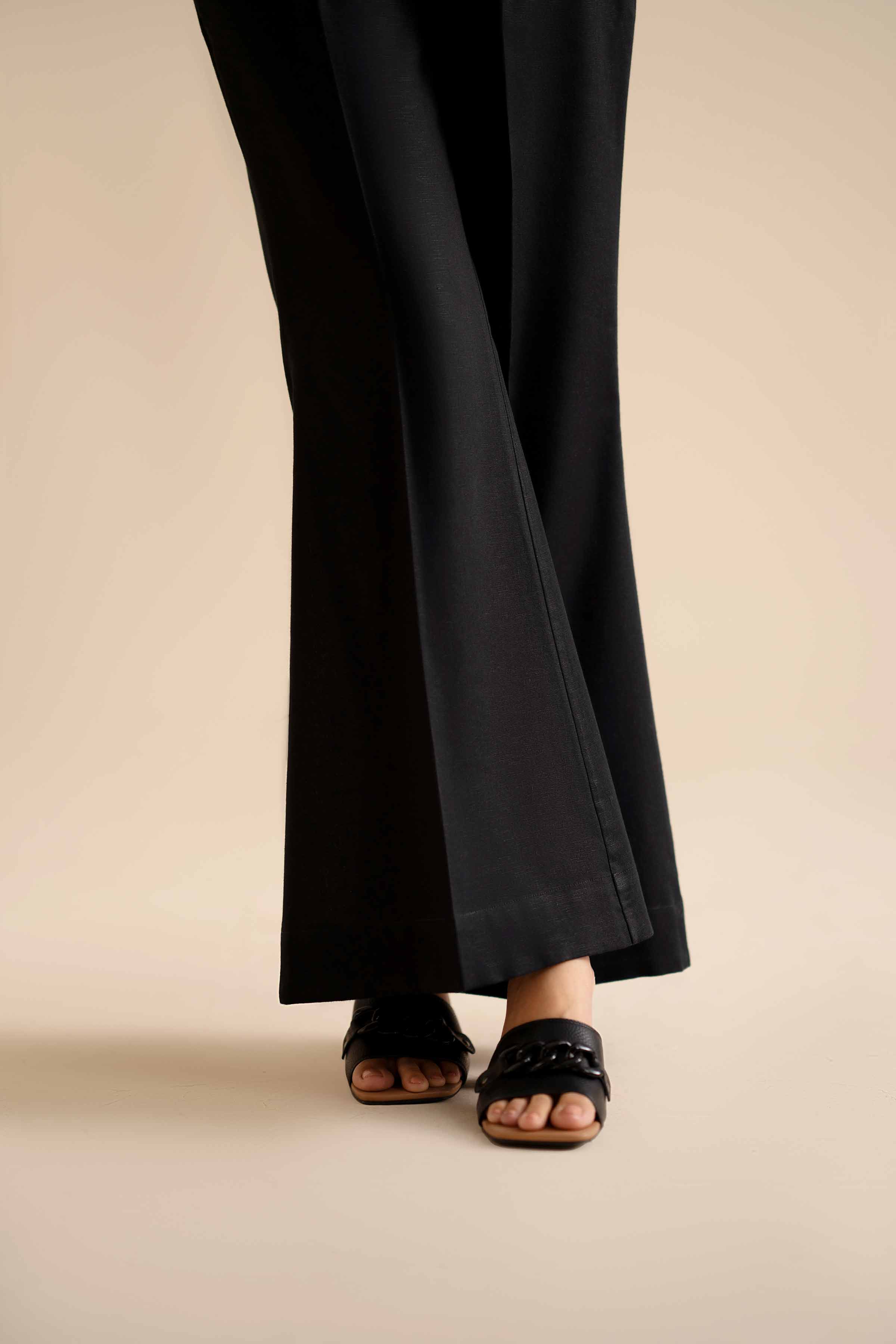NISHATUAE - Black Solids Karandi Ready to wear Trousers