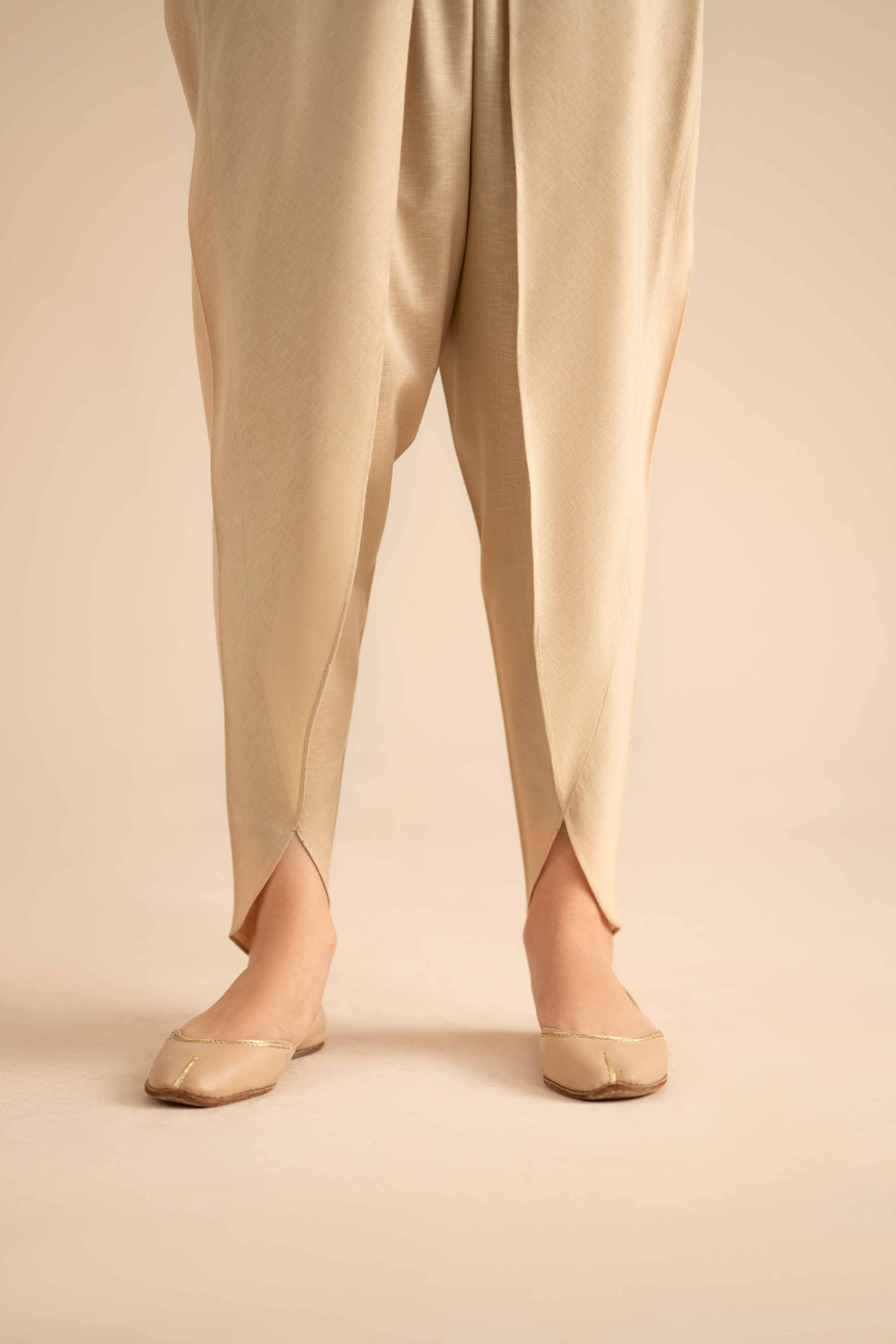 NISHATUAE - Beige Solids Karandi Ready to wear Shalwar
