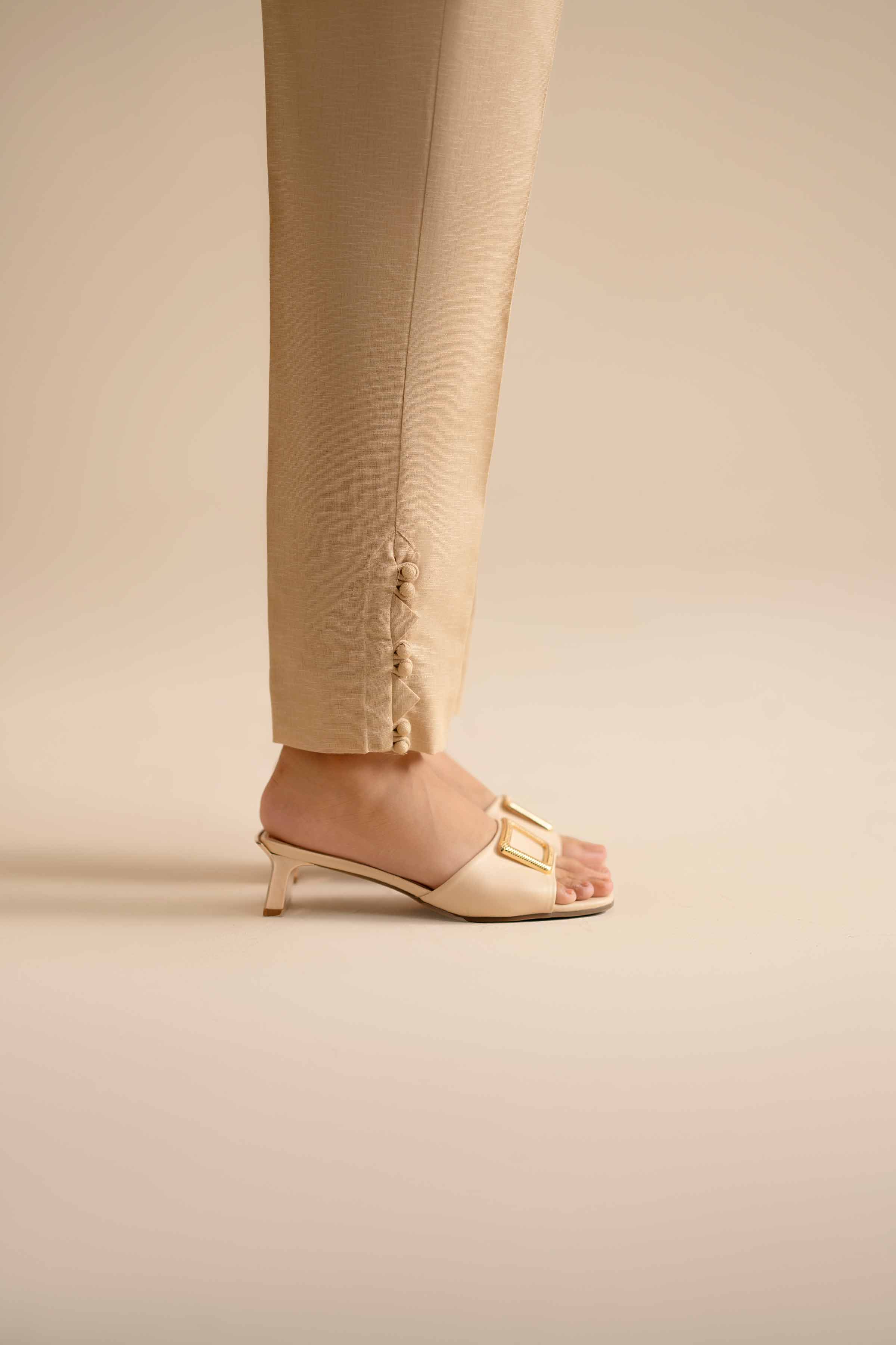 NISHATUAE - Beige Solids Karandi Ready to wear Trousers