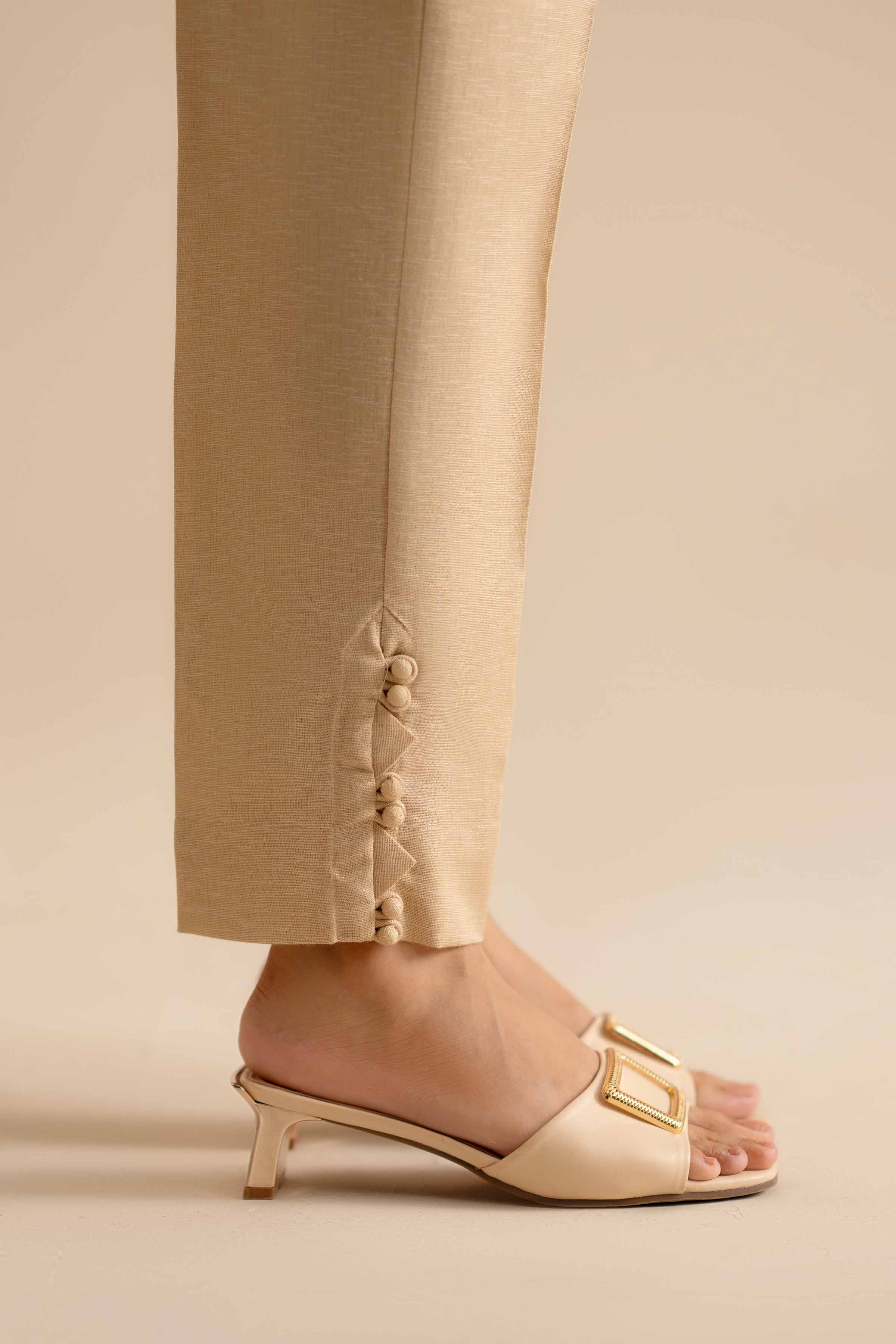 NISHATUAE - Beige Solids Karandi Ready to wear Trousers