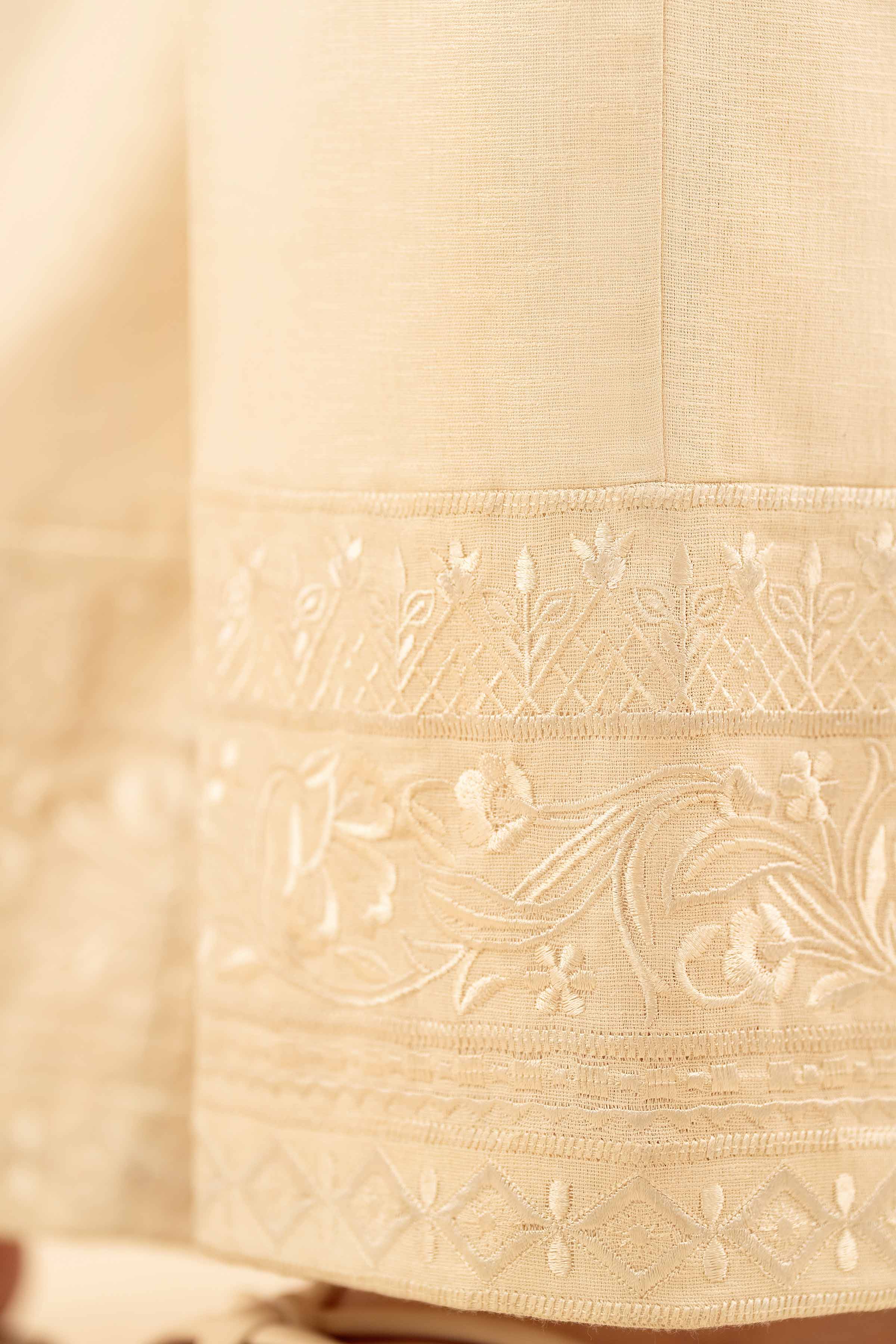NISHATUAE - Off White Embroidered Karandi Ready to wear Trousers