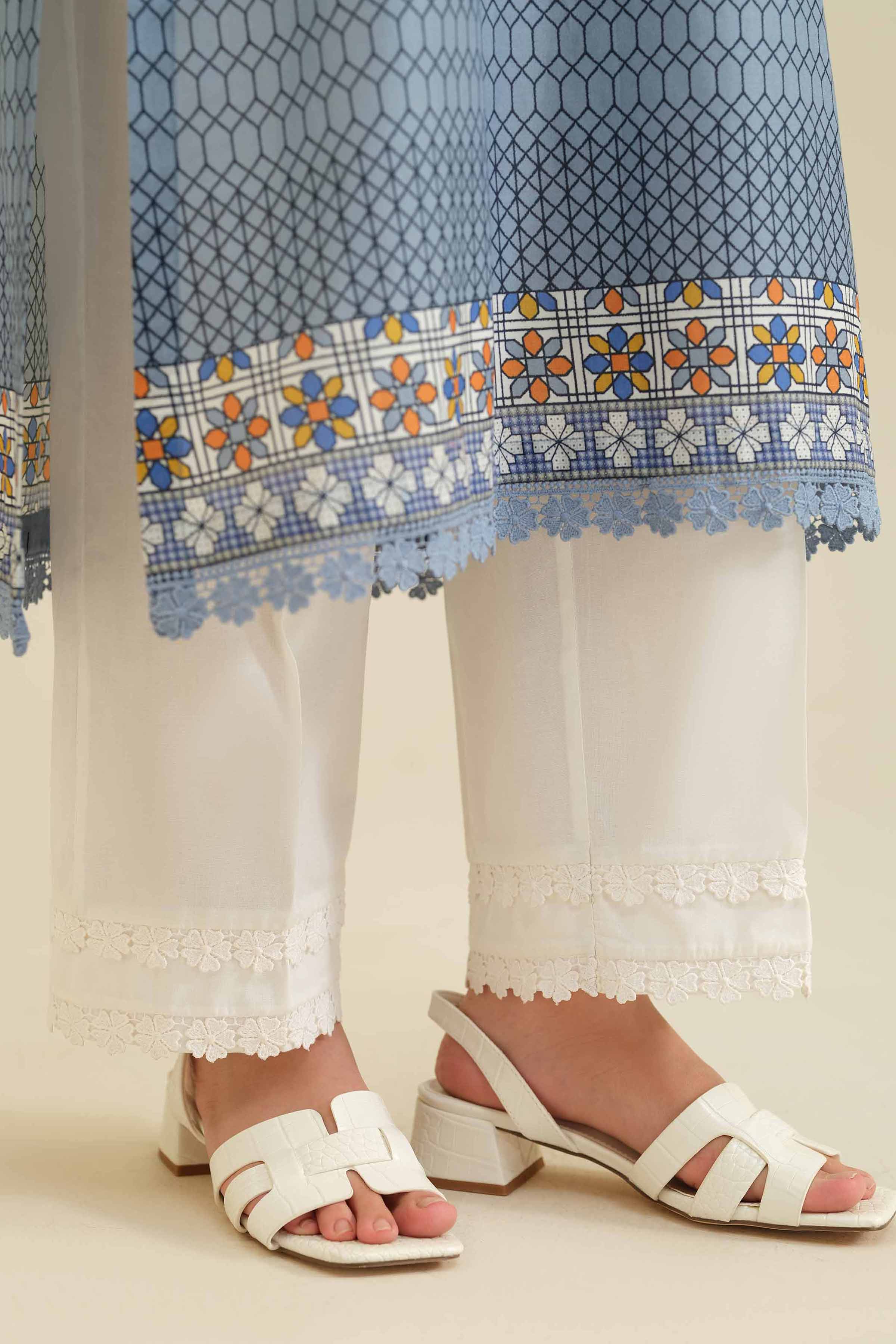 NISHATUAE - White Solids Cambric Ready to wear Trousers