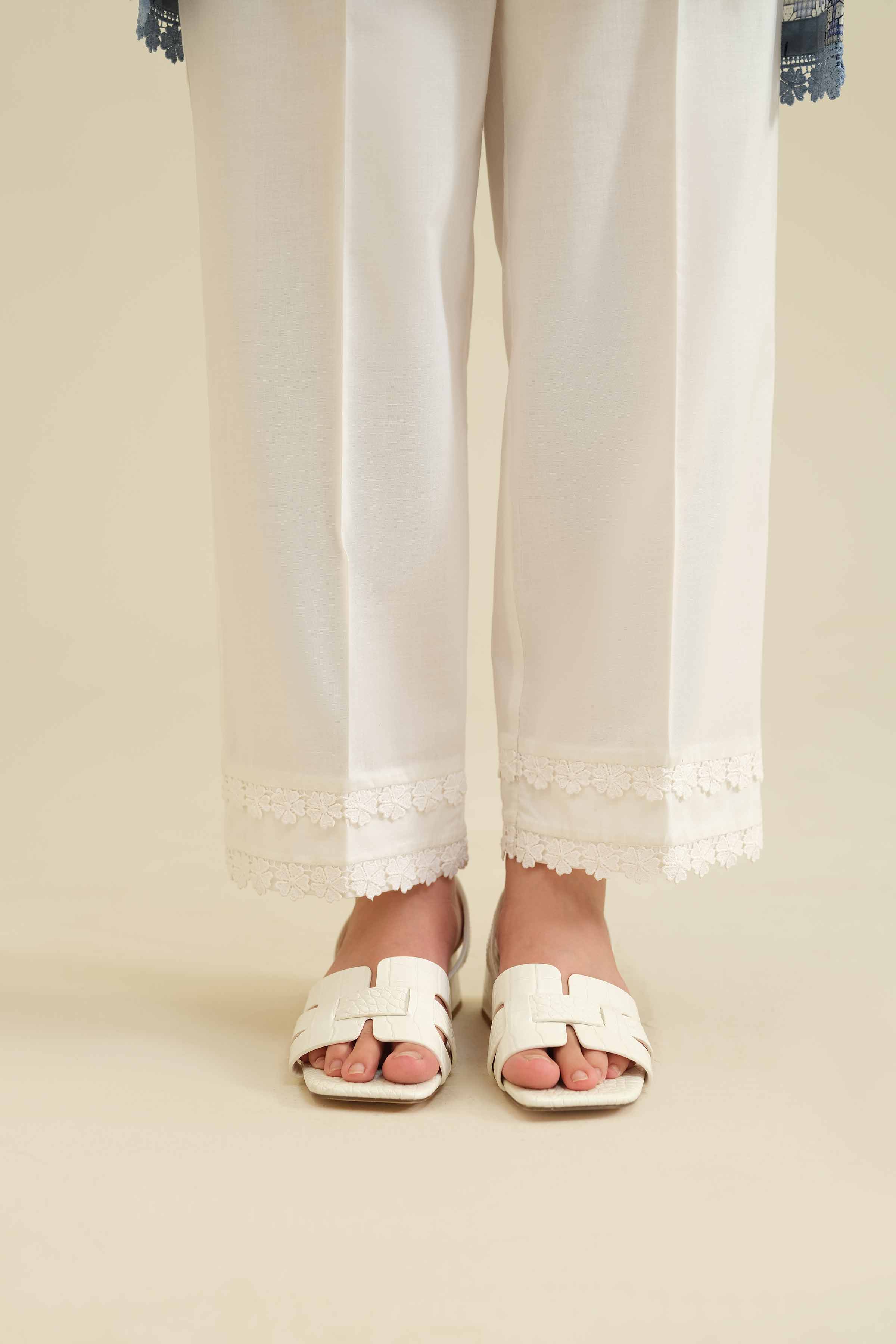 NISHATUAE - White Solids Cambric Ready to wear Trousers