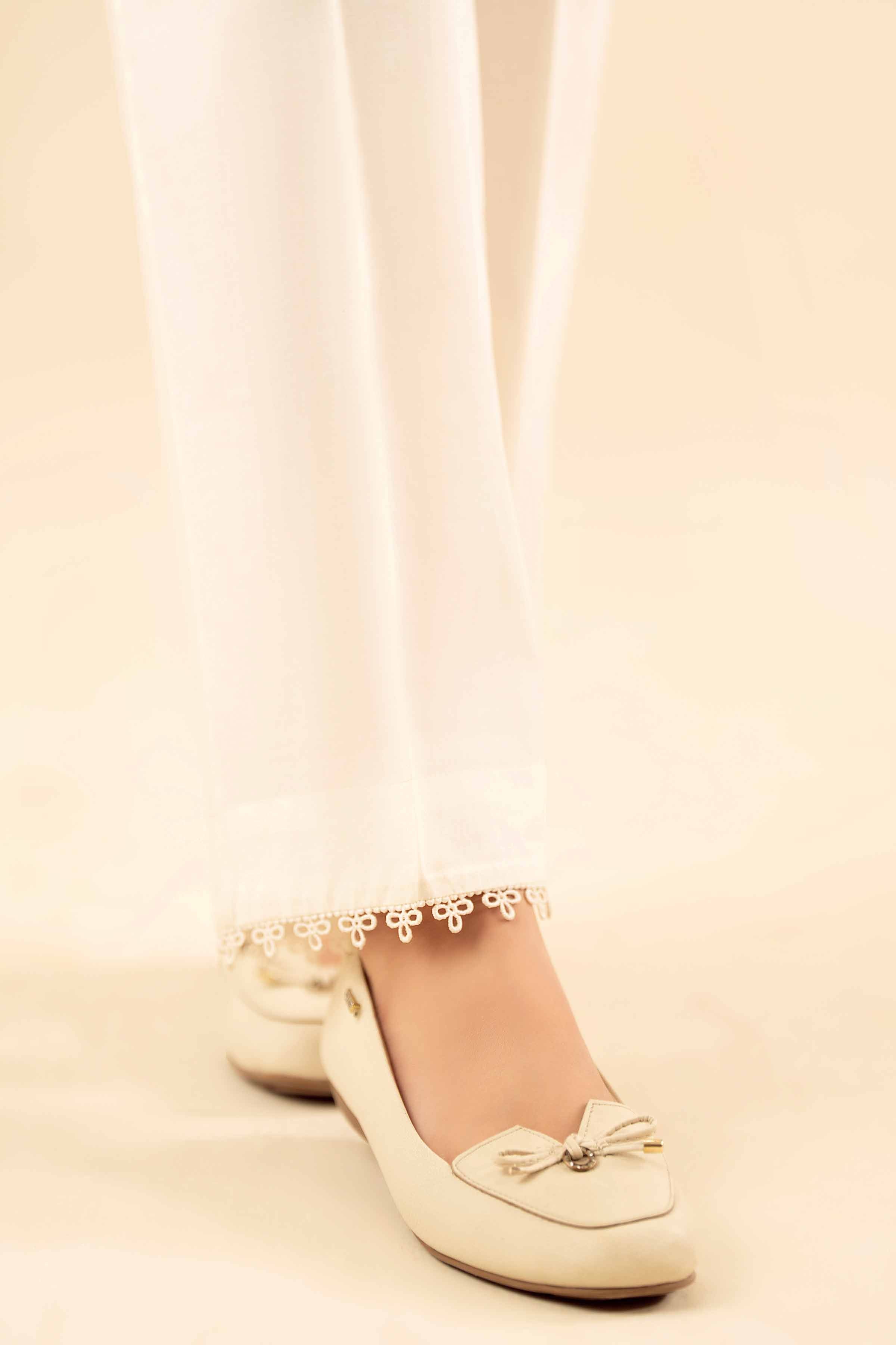 NISHATUAE - White Solids Cambric Ready to wear Trousers